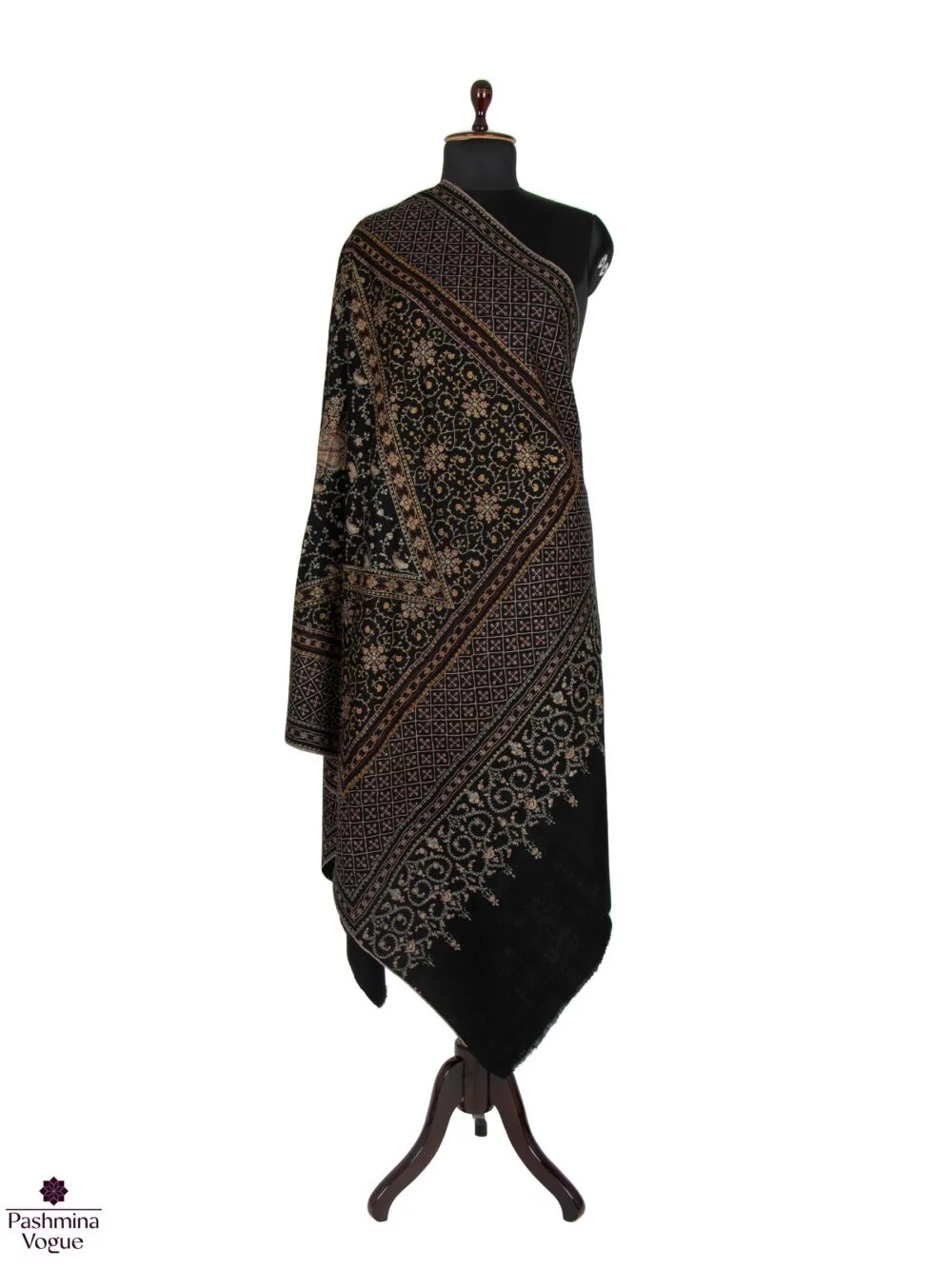 Black GI Embroidered Shawl