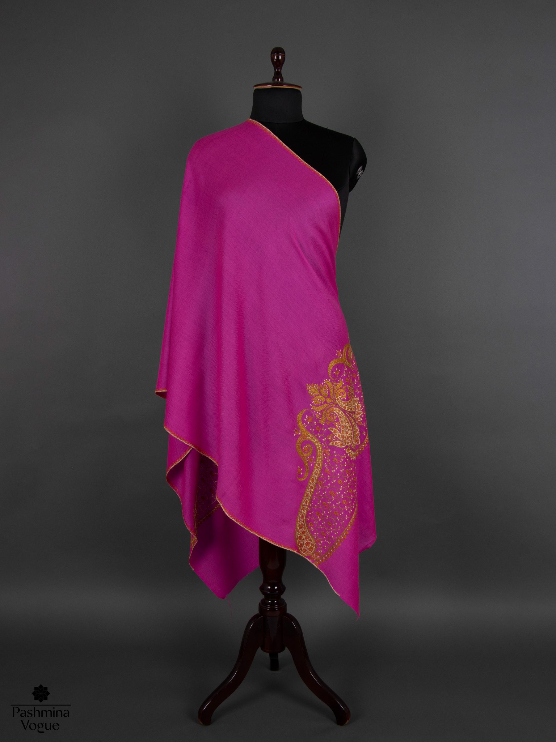 Pink Petals Embroidered Stole