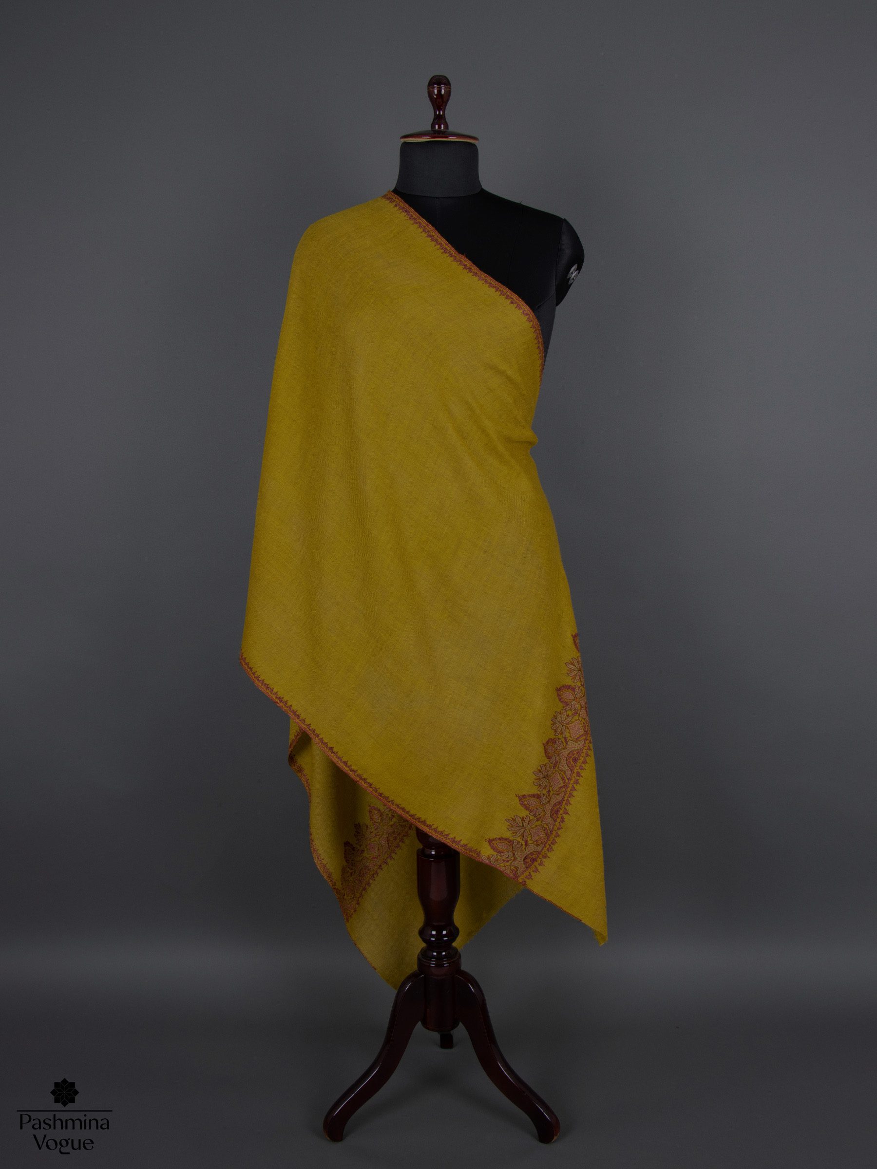 Golden Spice Embroidered Pashmina Wrap