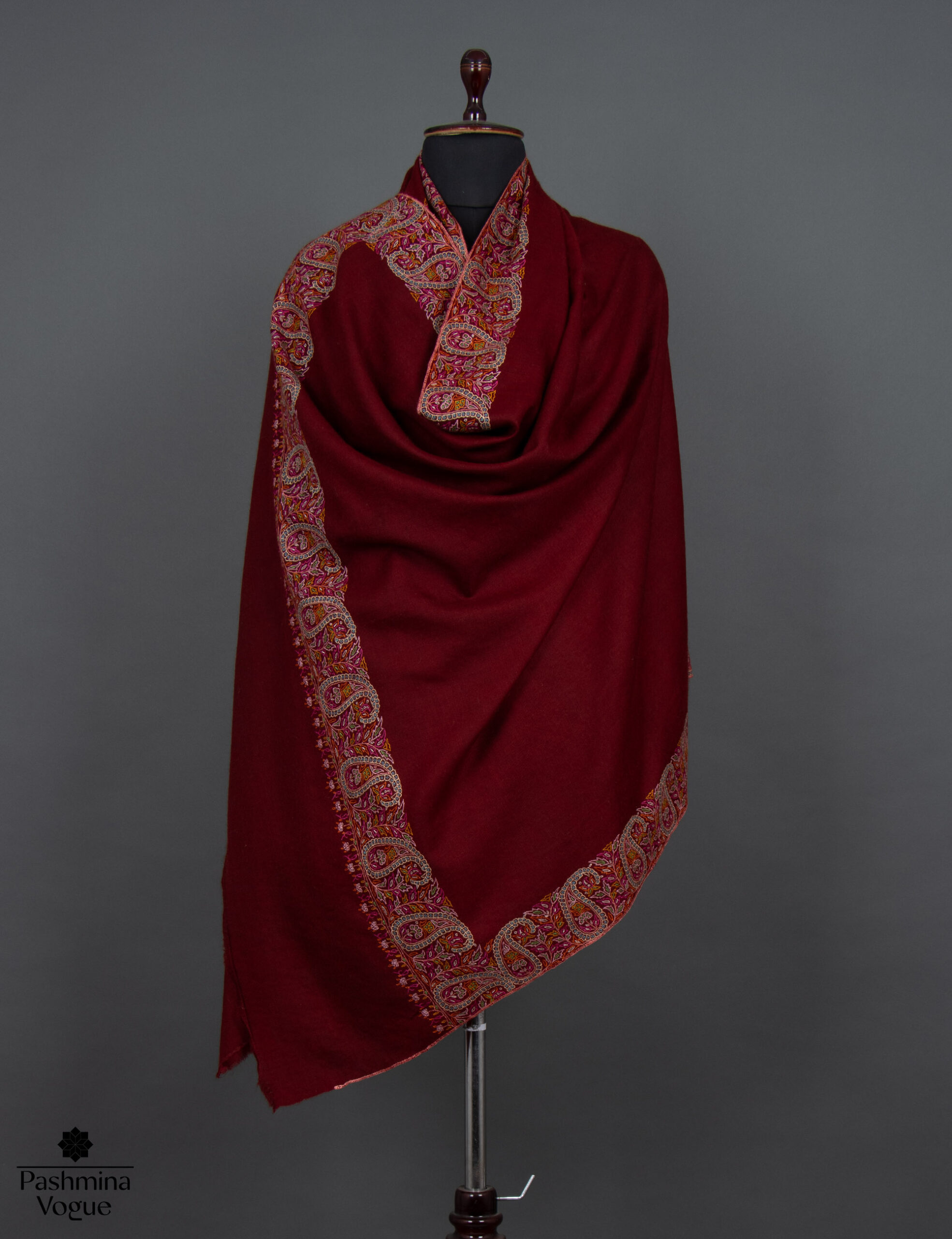 Artisan’s Maroon Symphony Embroidered Shawl