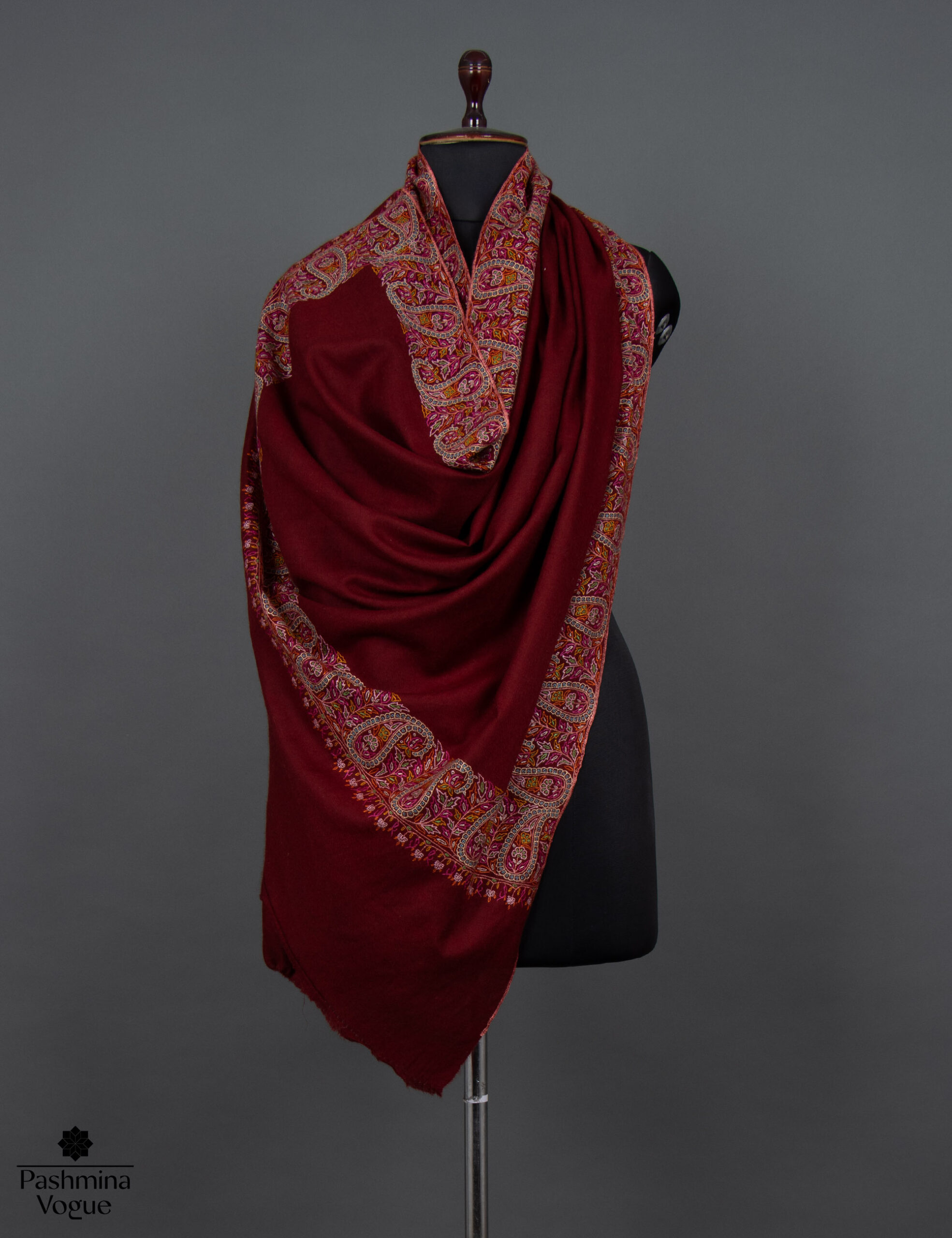 Artisan’s Maroon Symphony Embroidered Shawl