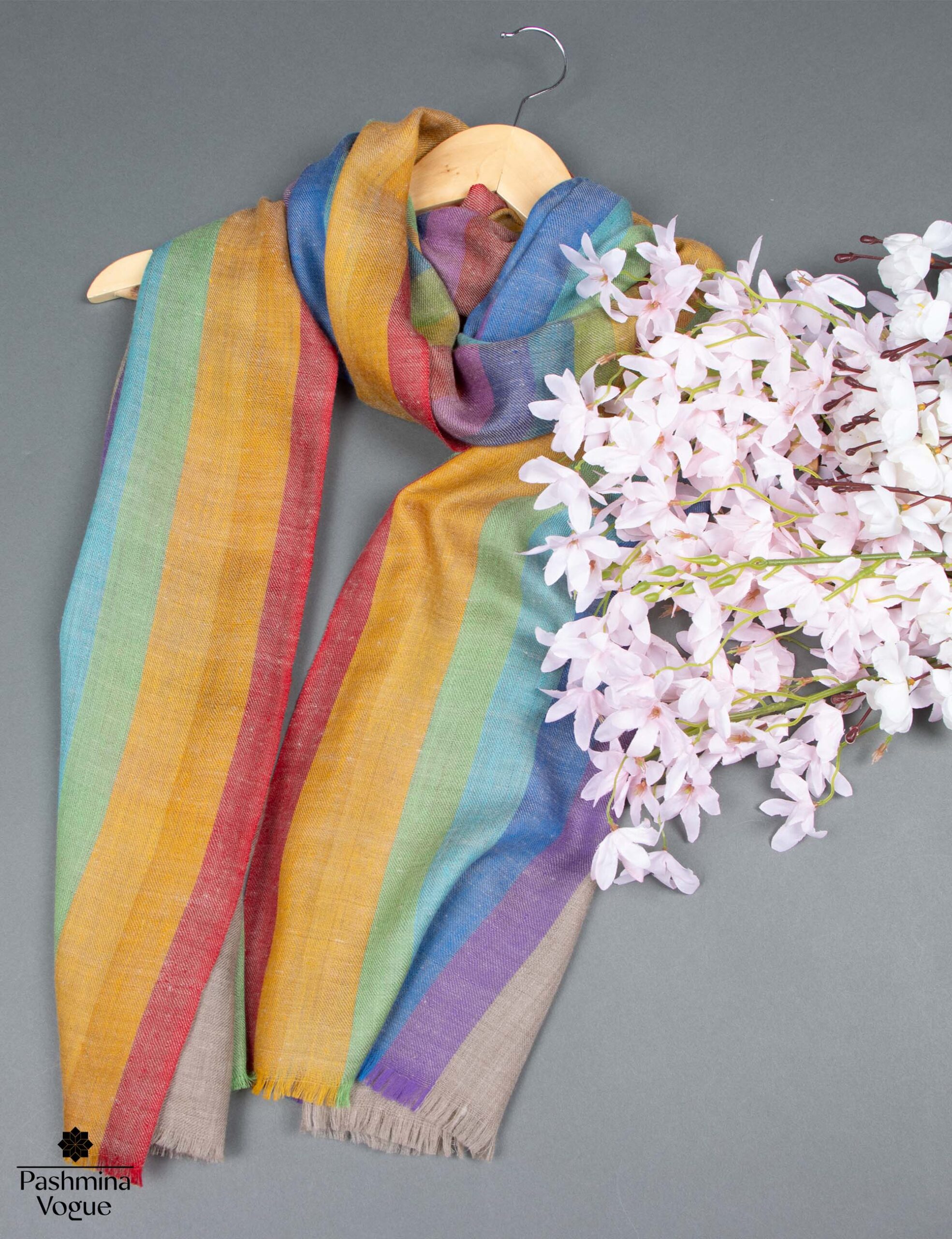 Rainbow Weave Ikat Pashmina Shawl