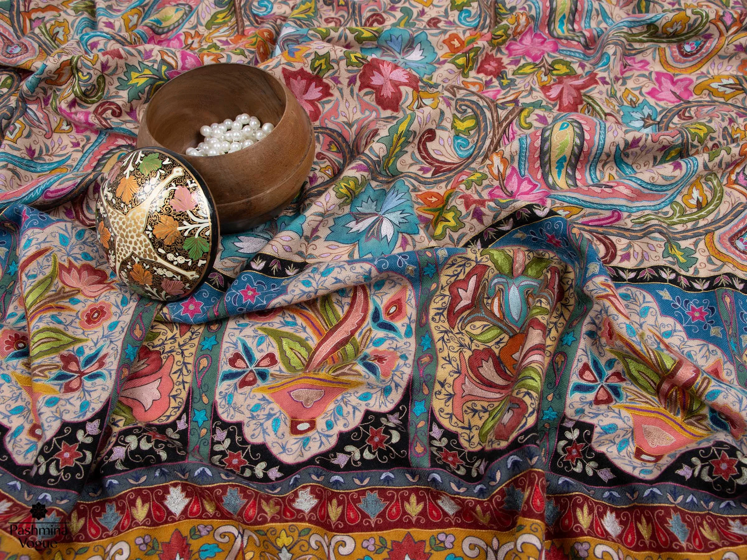 Kalamkari Handloom Pashmina Shawl