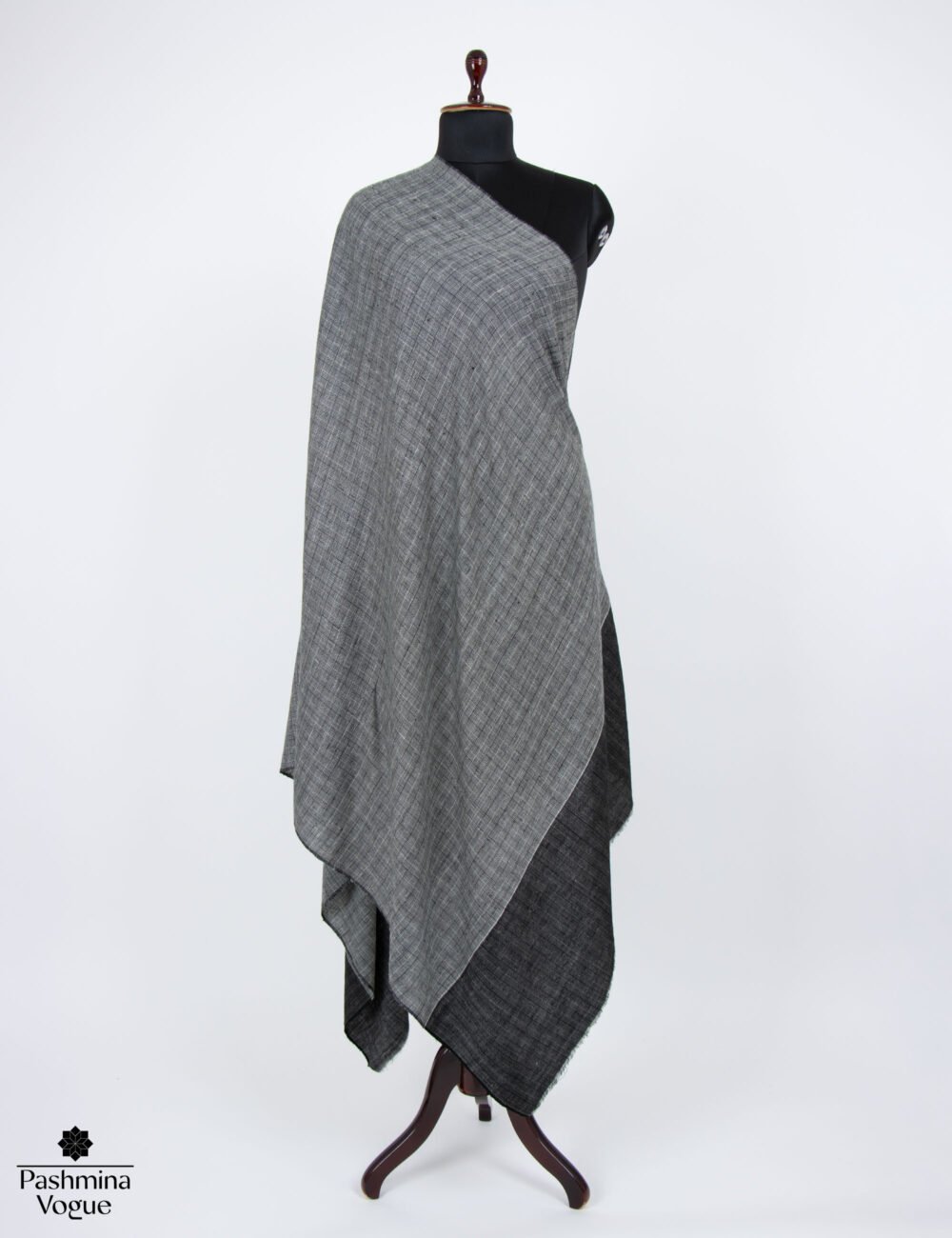 Black and White Check Pashmina Shawl