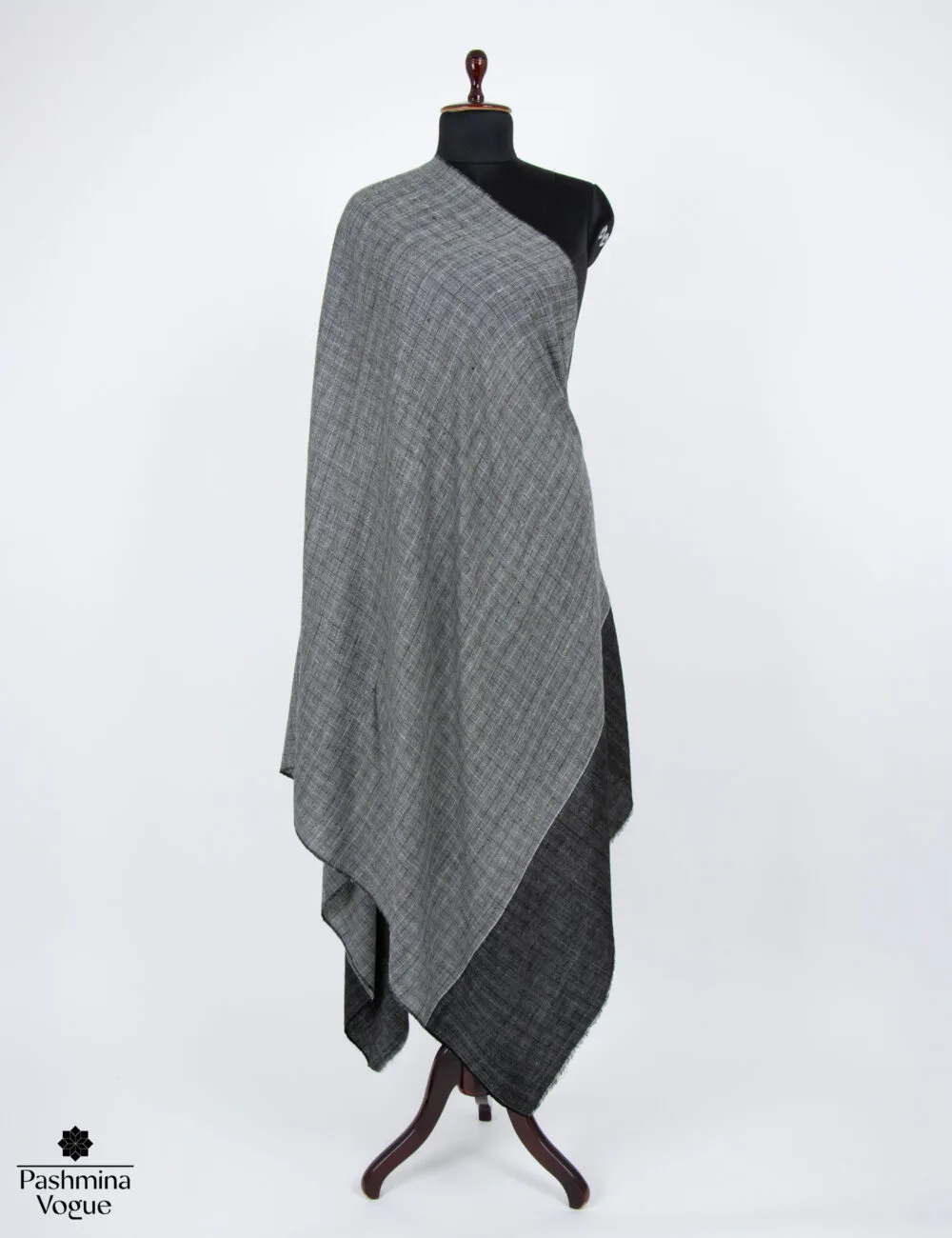 Black and White Check Pashmina Shawl