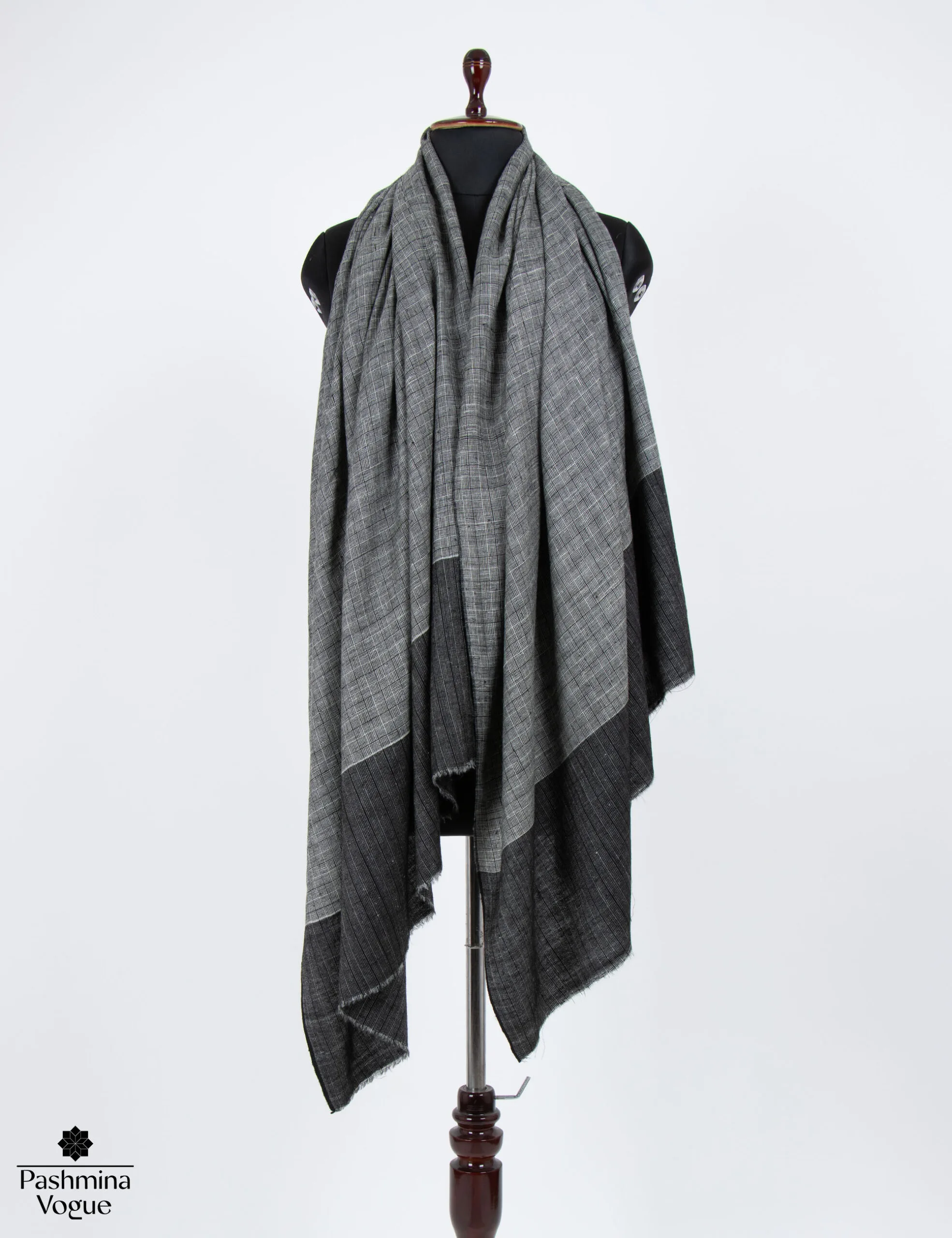 Black and White Check Pashmina Shawl