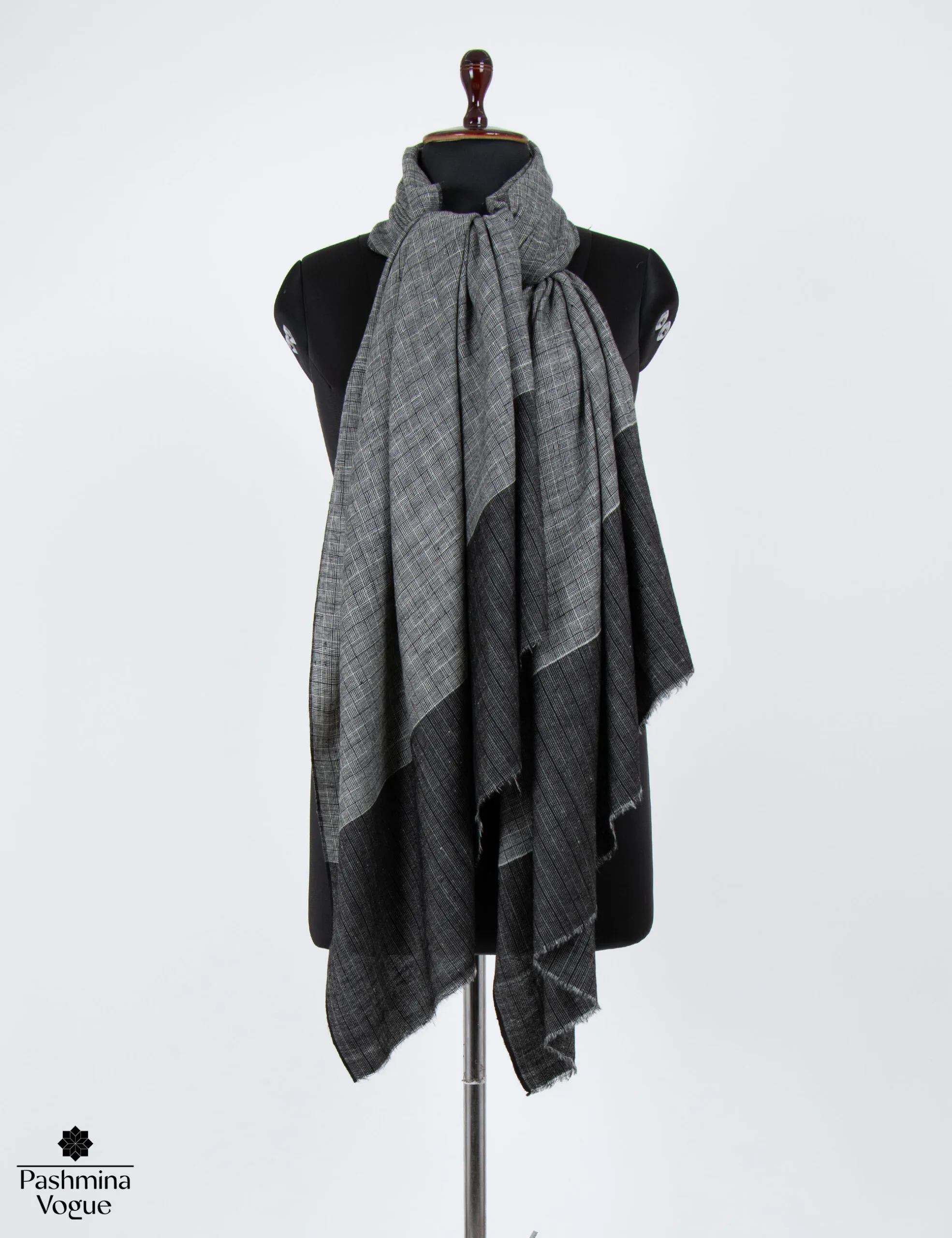 Black and White Check Pashmina Shawl