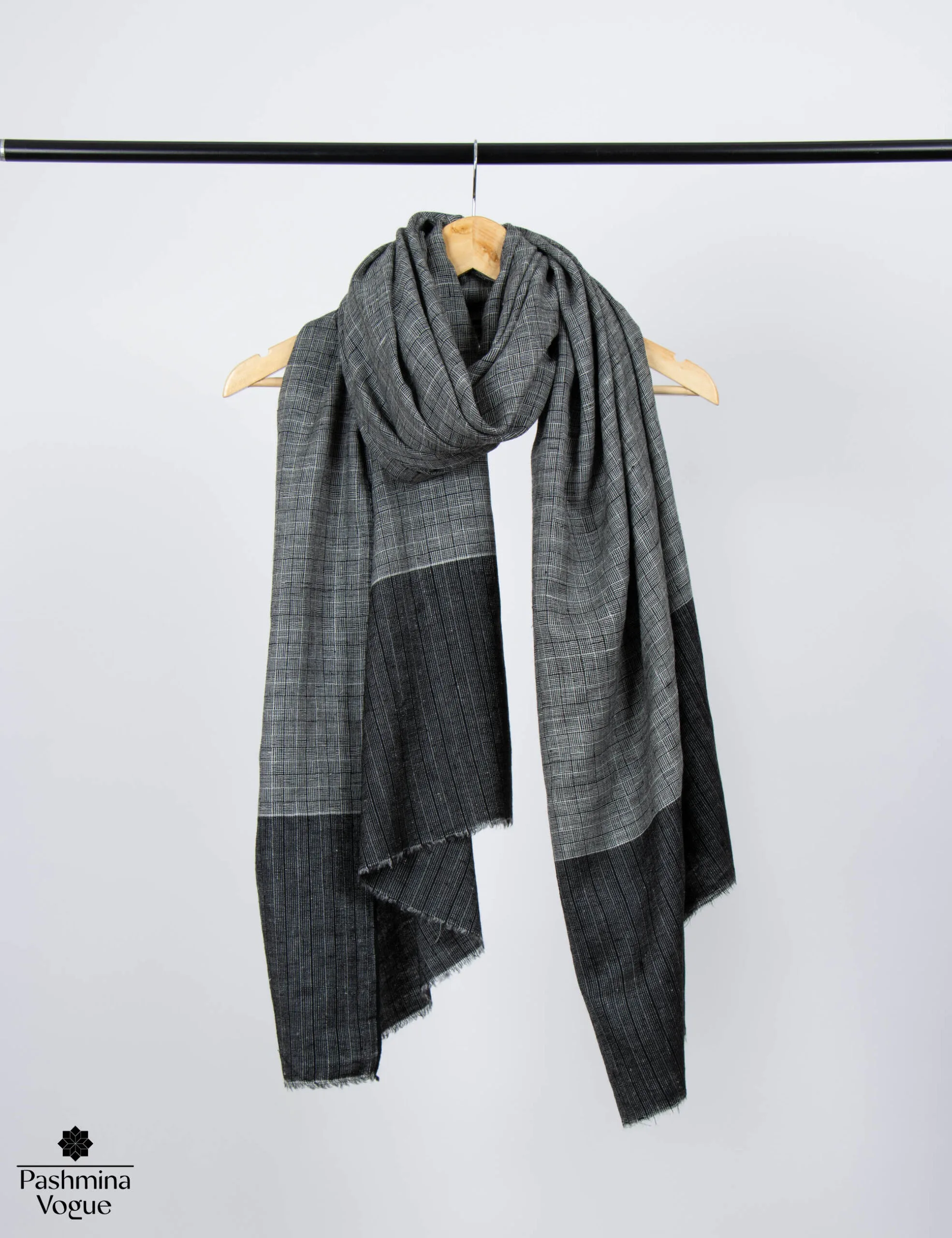 Black and White Check Pashmina Shawl