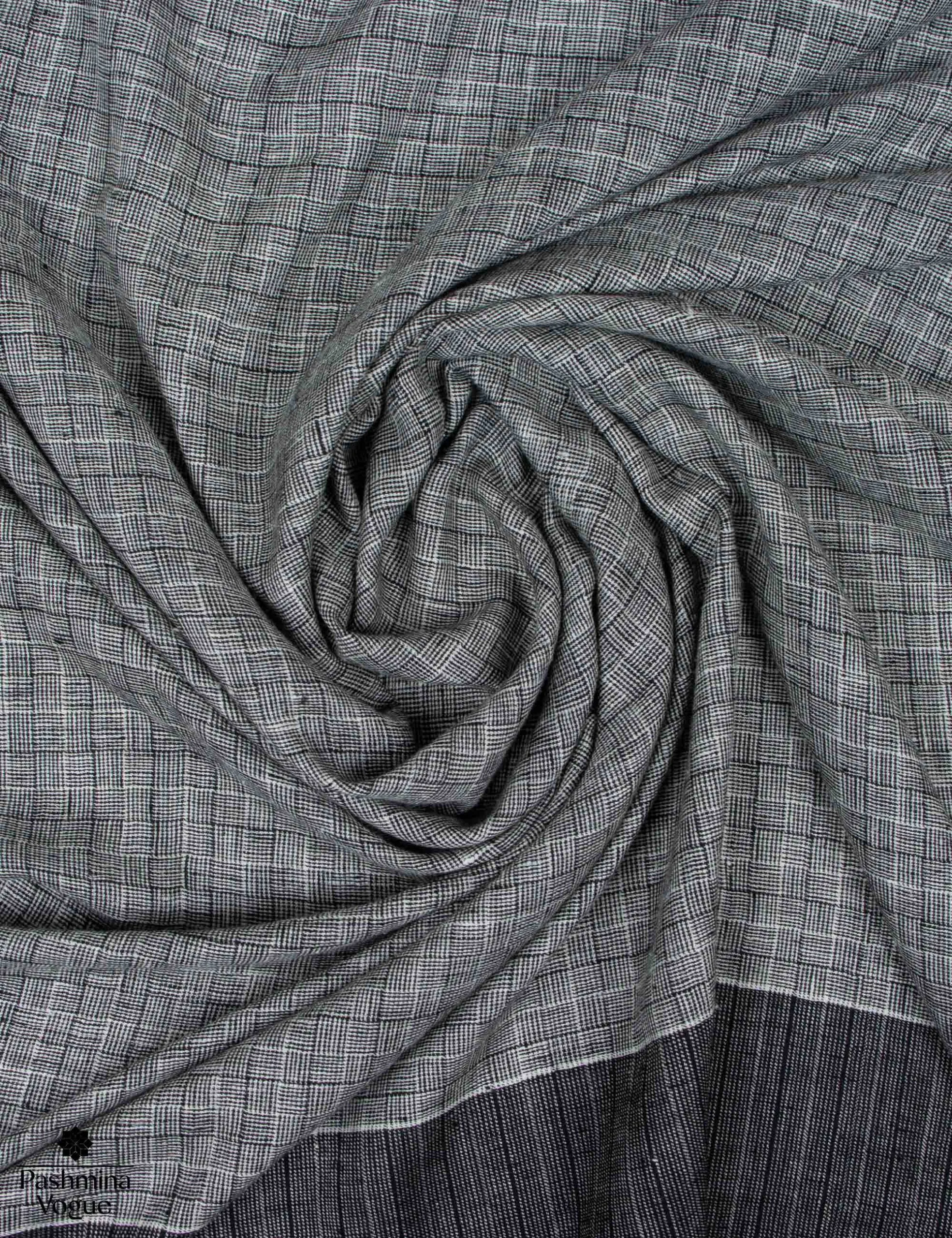 Black and White Check Pashmina Shawl