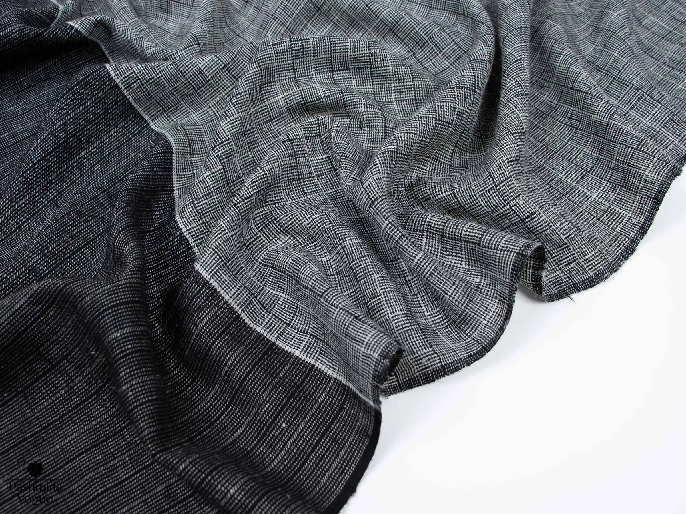 Black and White Check Pashmina Shawl