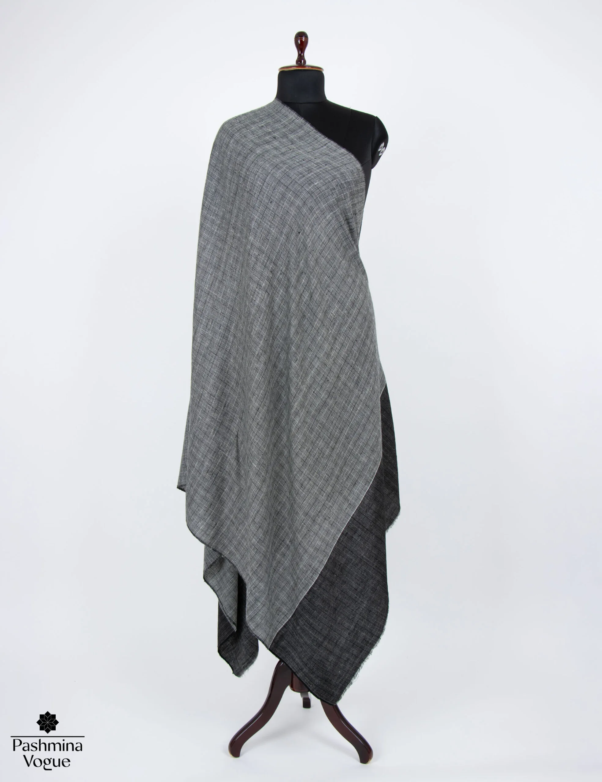 Black and White Check Pashmina Shawl