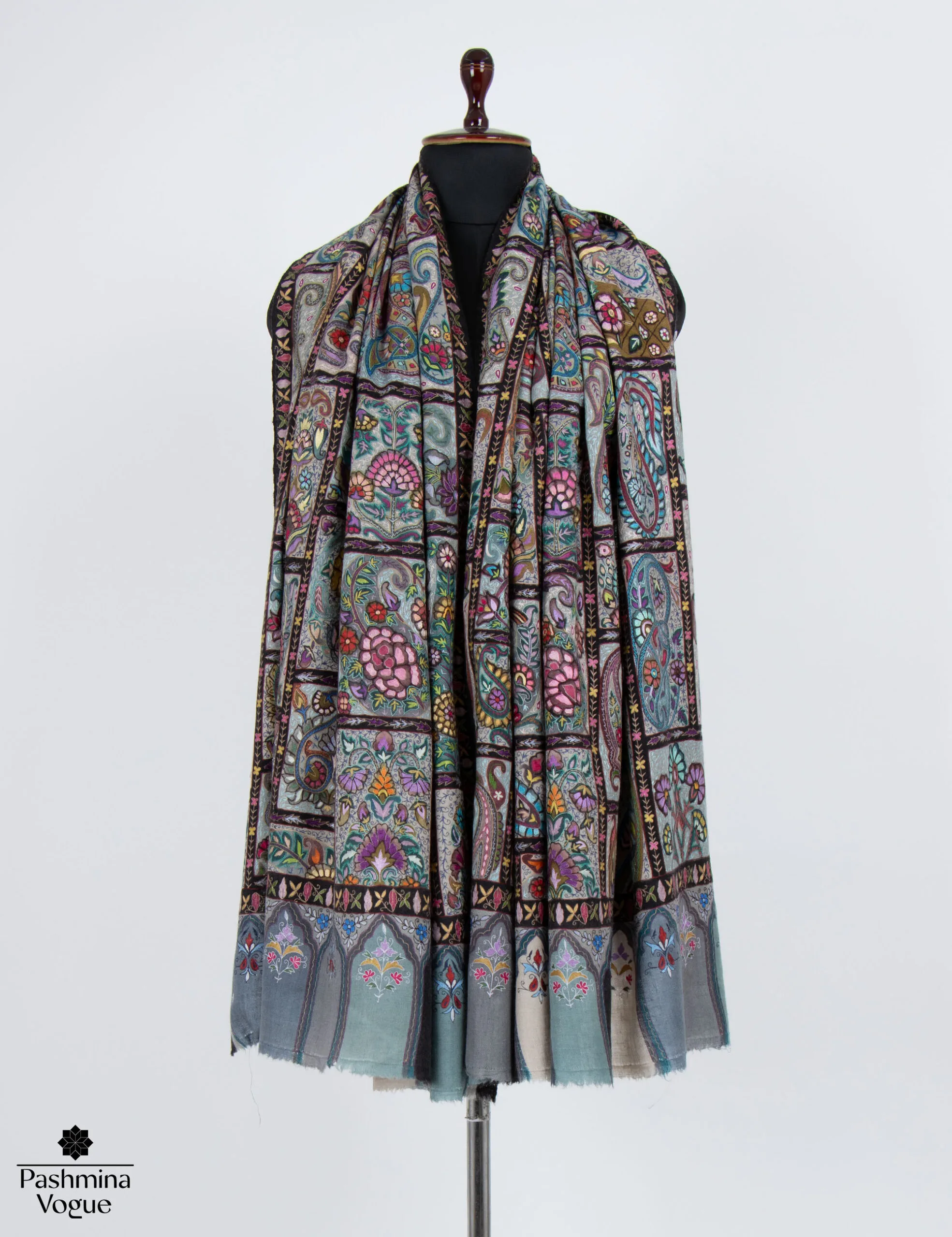 Vintage Flora Kalamkari Pashmina Shawl