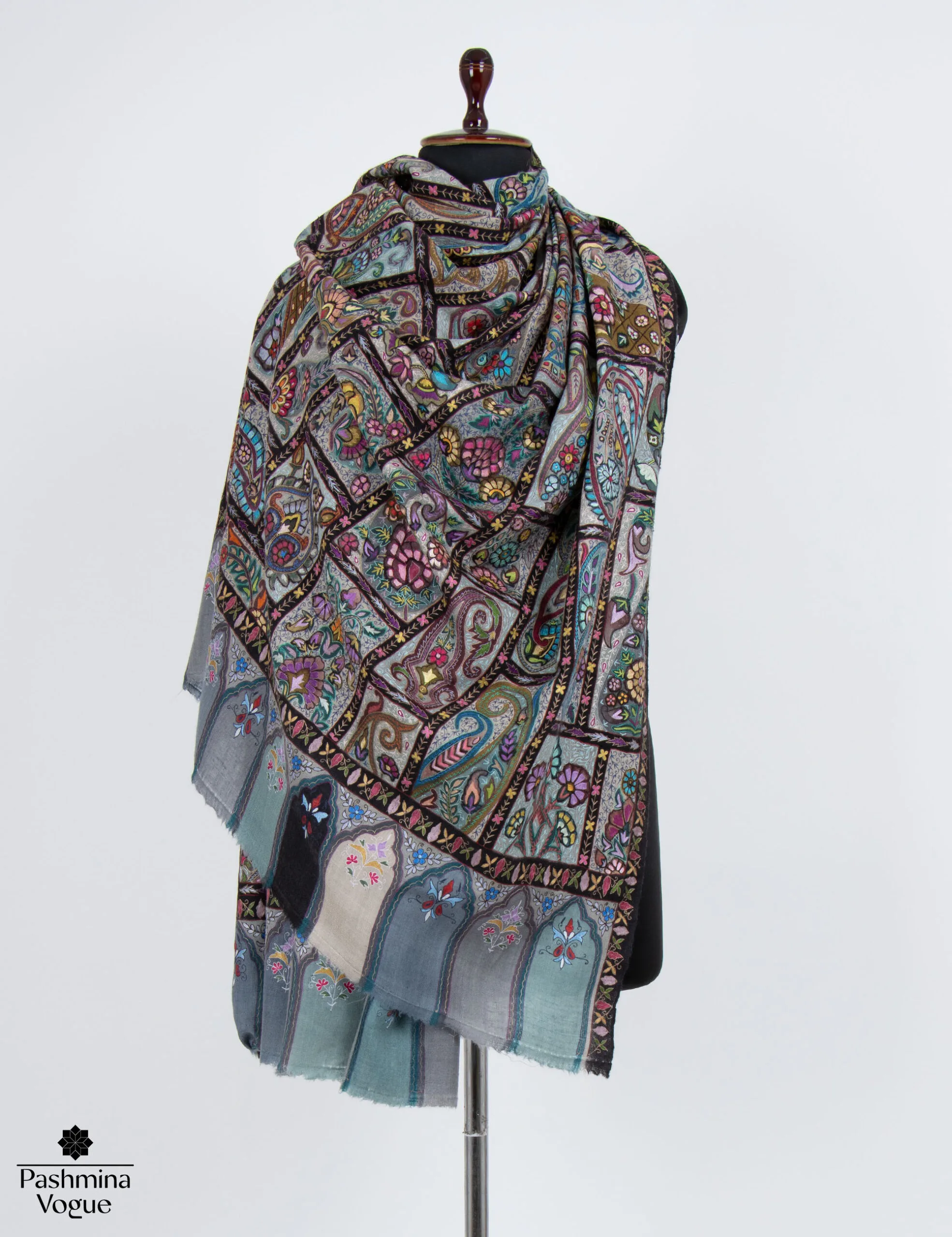 Vintage Flora Kalamkari Pashmina Shawl