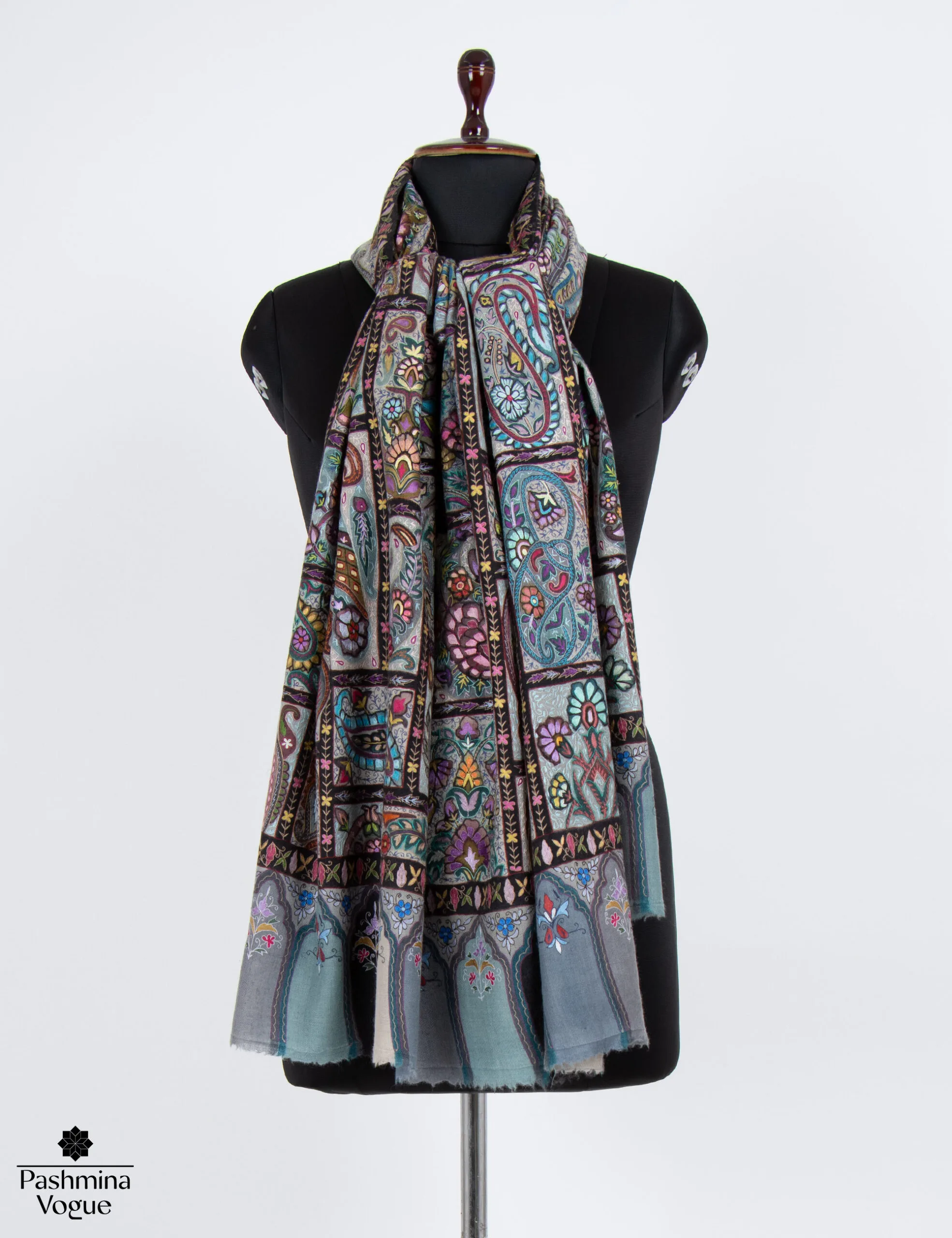 Vintage Flora Kalamkari Pashmina Shawl