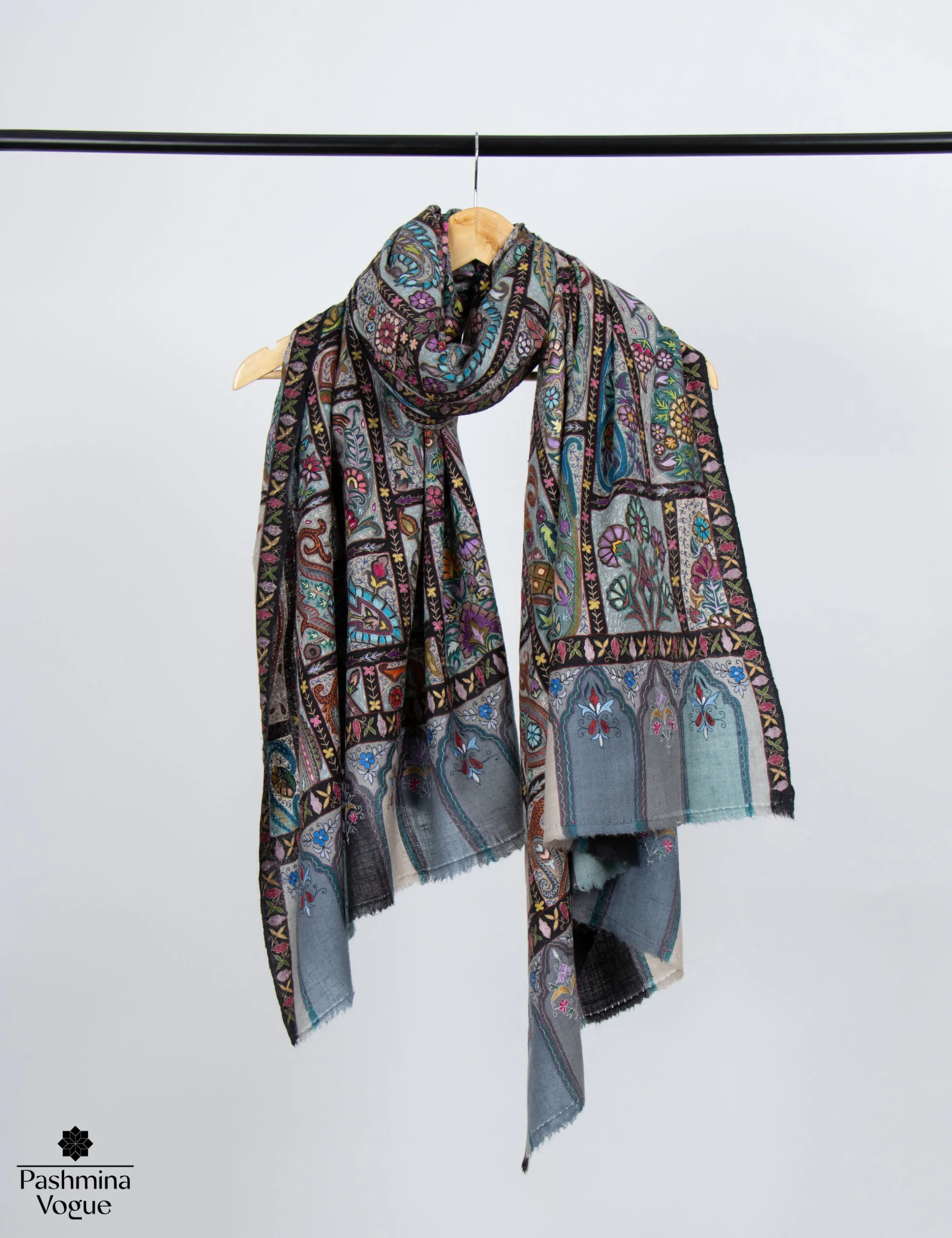 Vintage Flora Kalamkari Pashmina Shawl