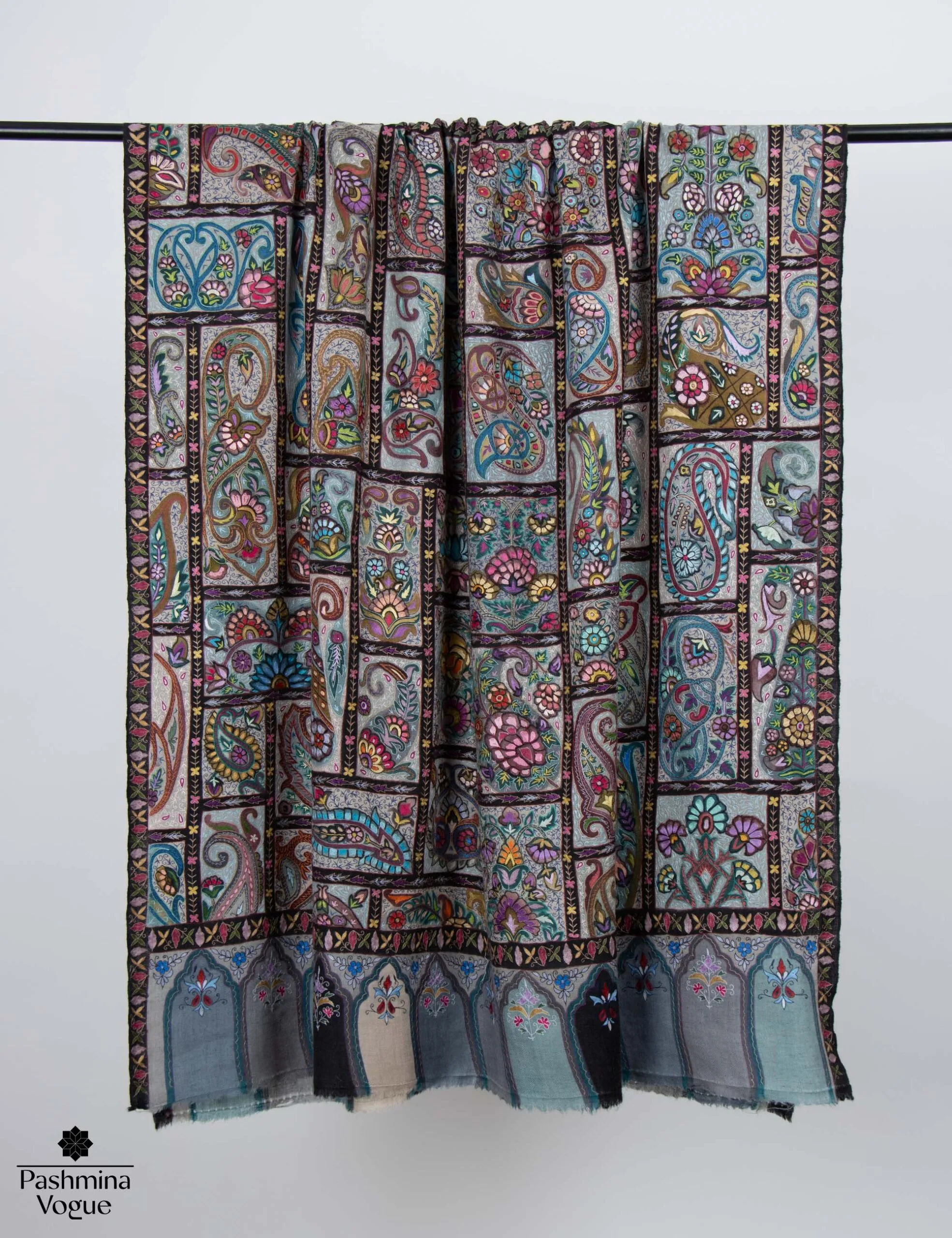 Vintage Flora Kalamkari Pashmina Shawl
