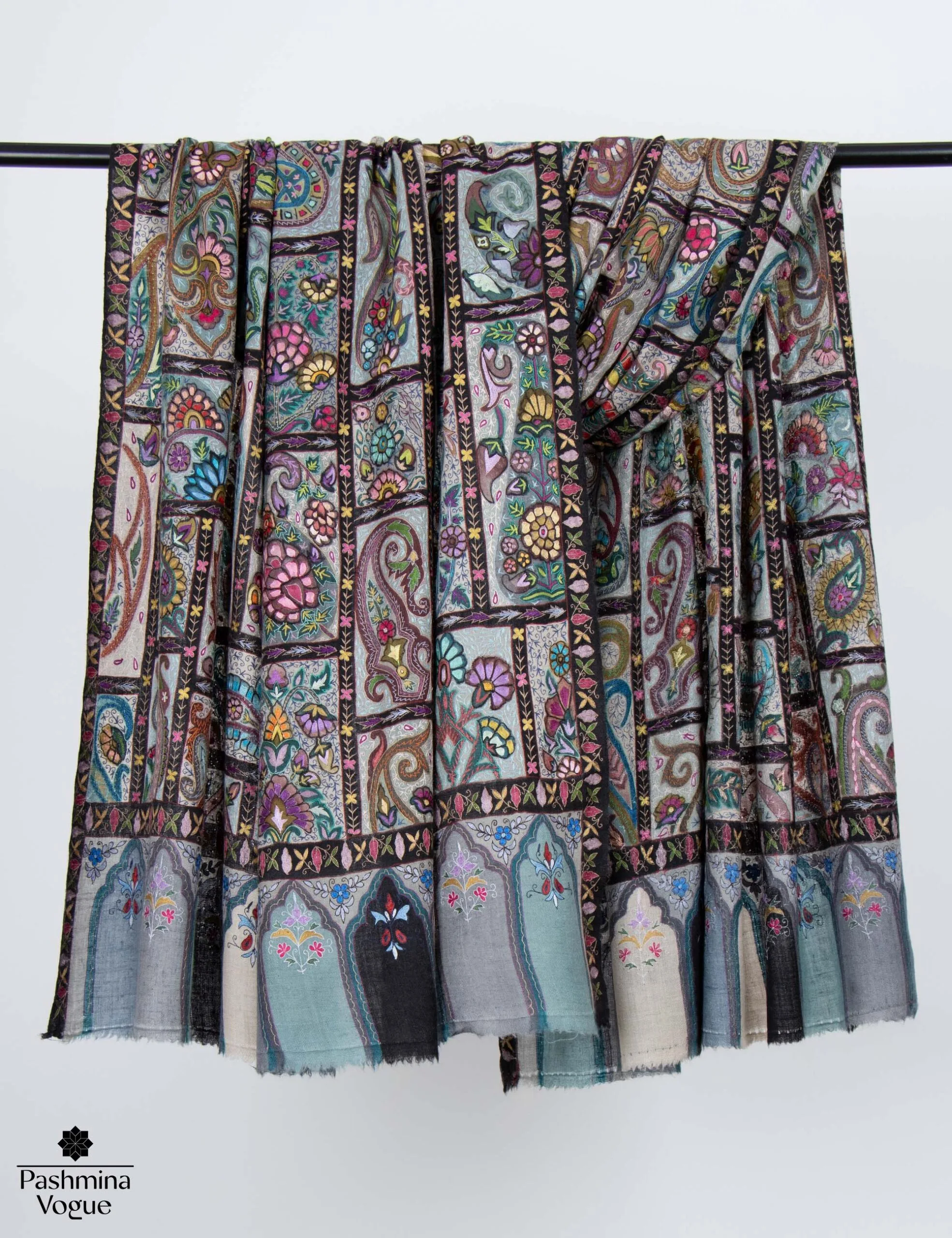 Vintage Flora Kalamkari Pashmina Shawl