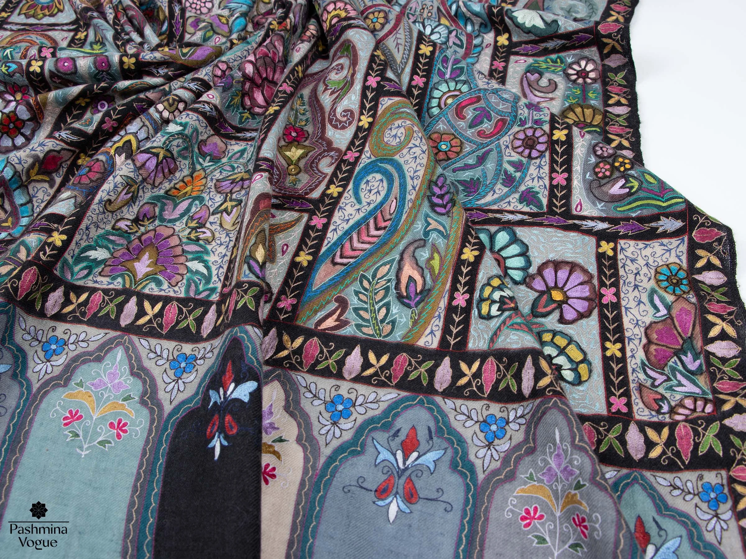 Vintage Flora Kalamkari Pashmina Shawl