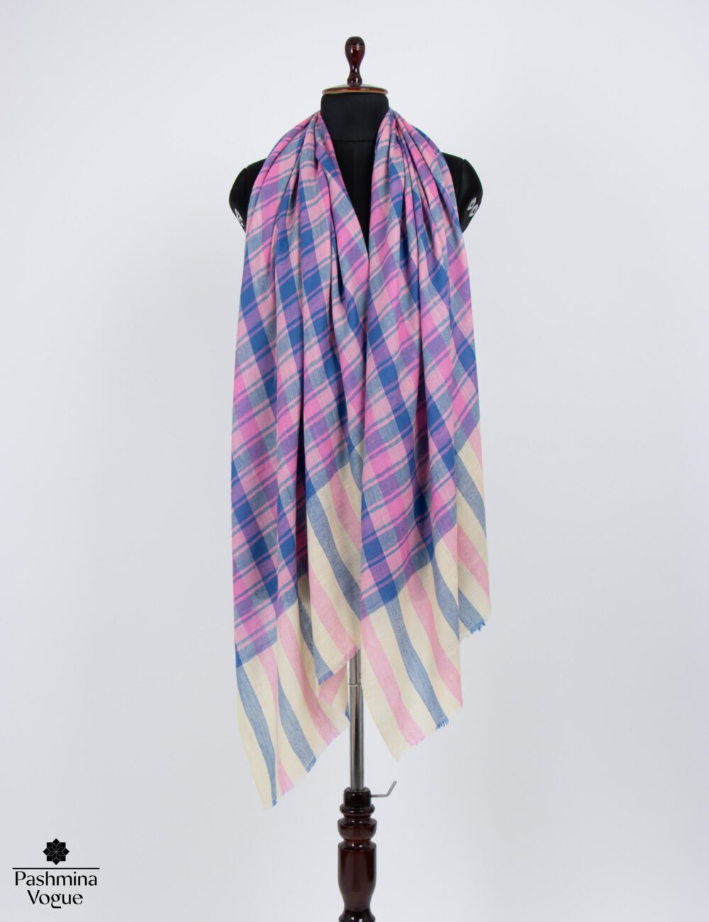 Dusky Rose Check Pashmina Shawl