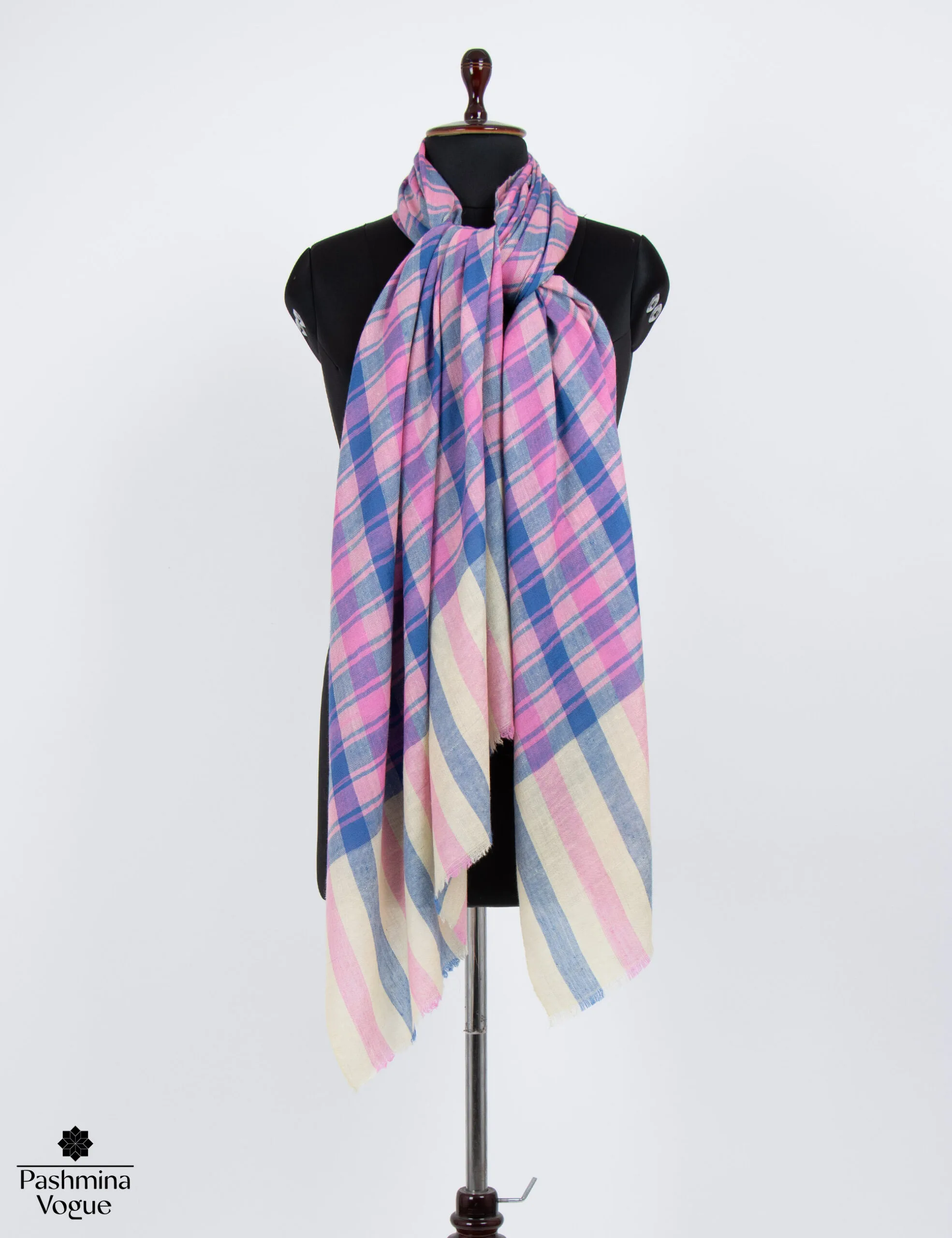Dusky Rose Check Pashmina Shawl