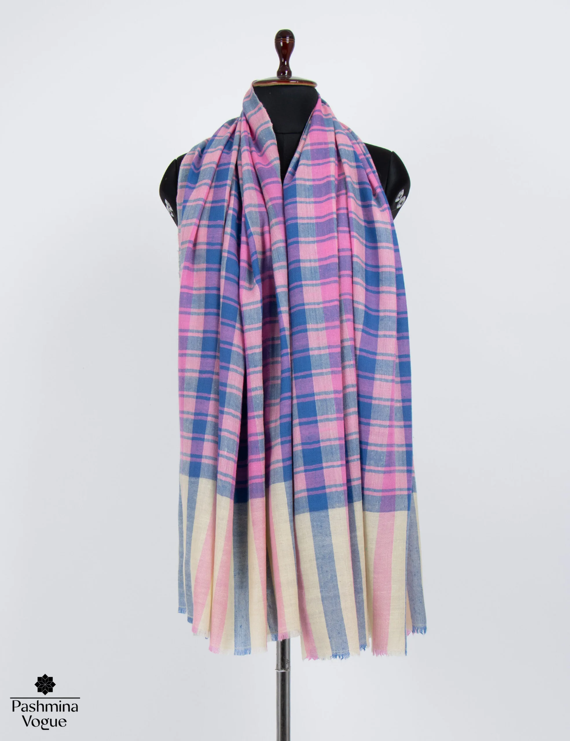 Dusky Rose Check Pashmina Shawl