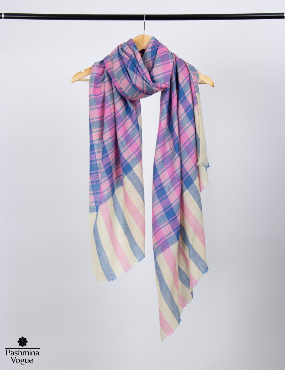 Dusky Rose Check Pashmina Shawl