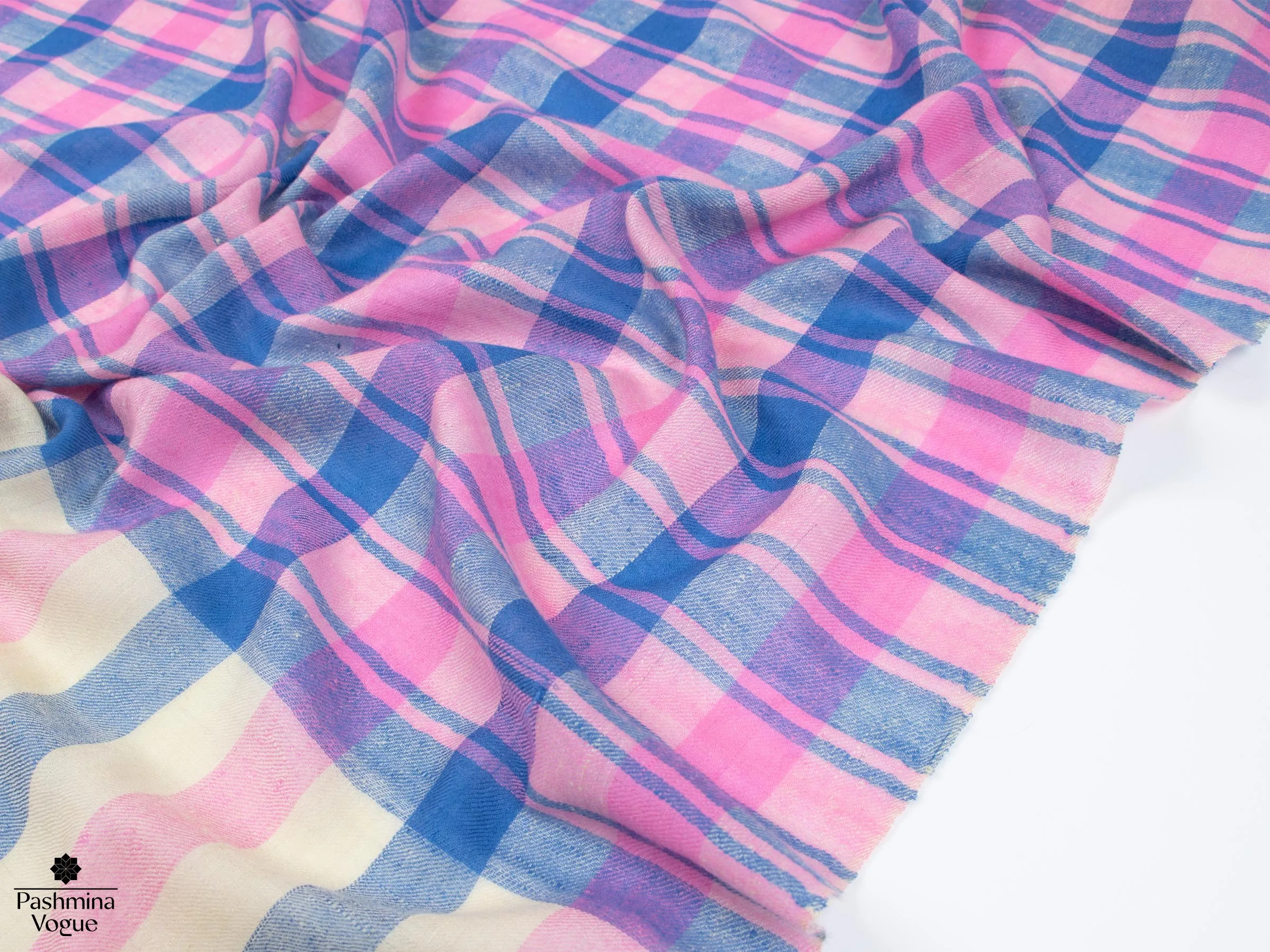 Dusky Rose Check Pashmina Shawl