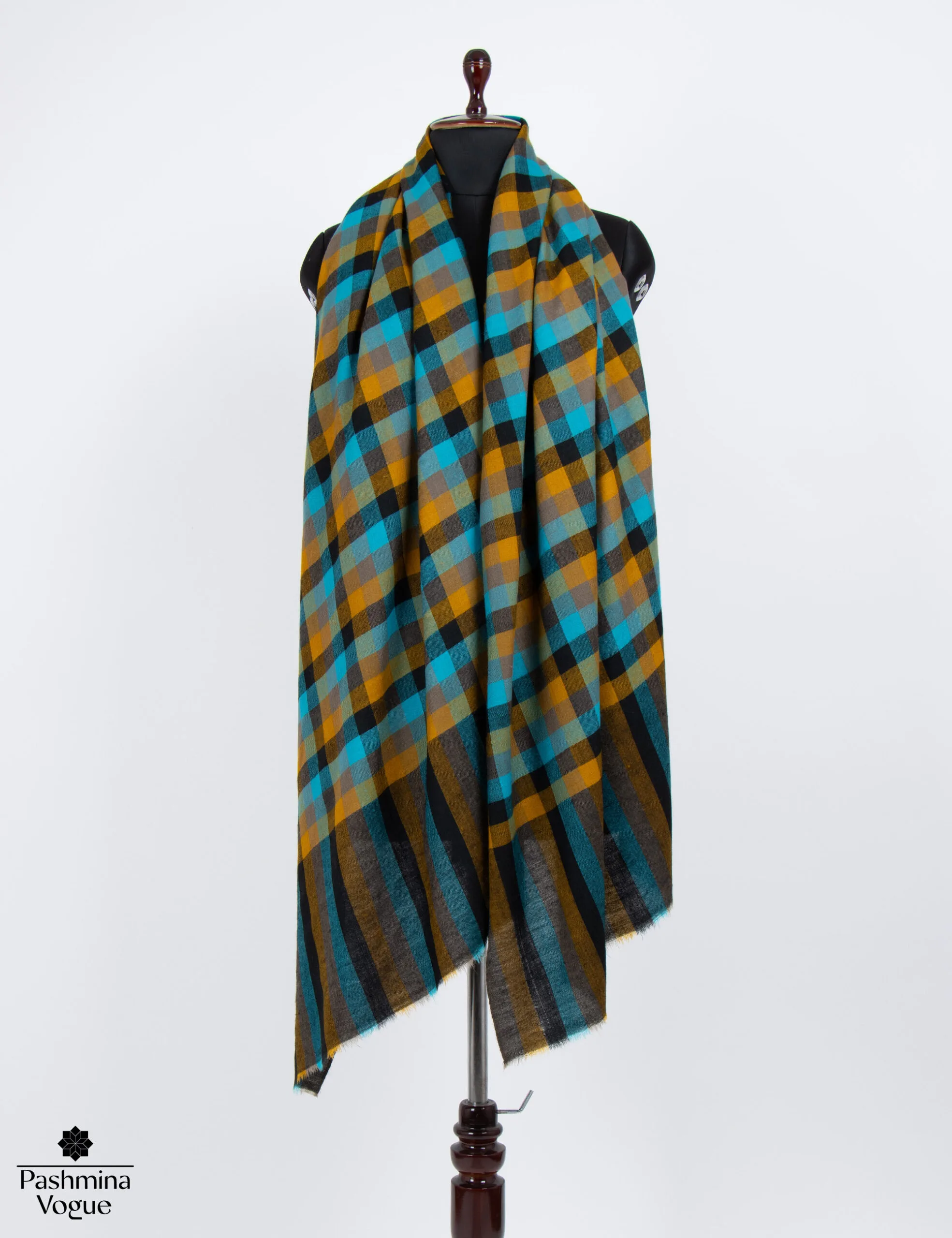 Peacock Checkered Pashmina Shawl