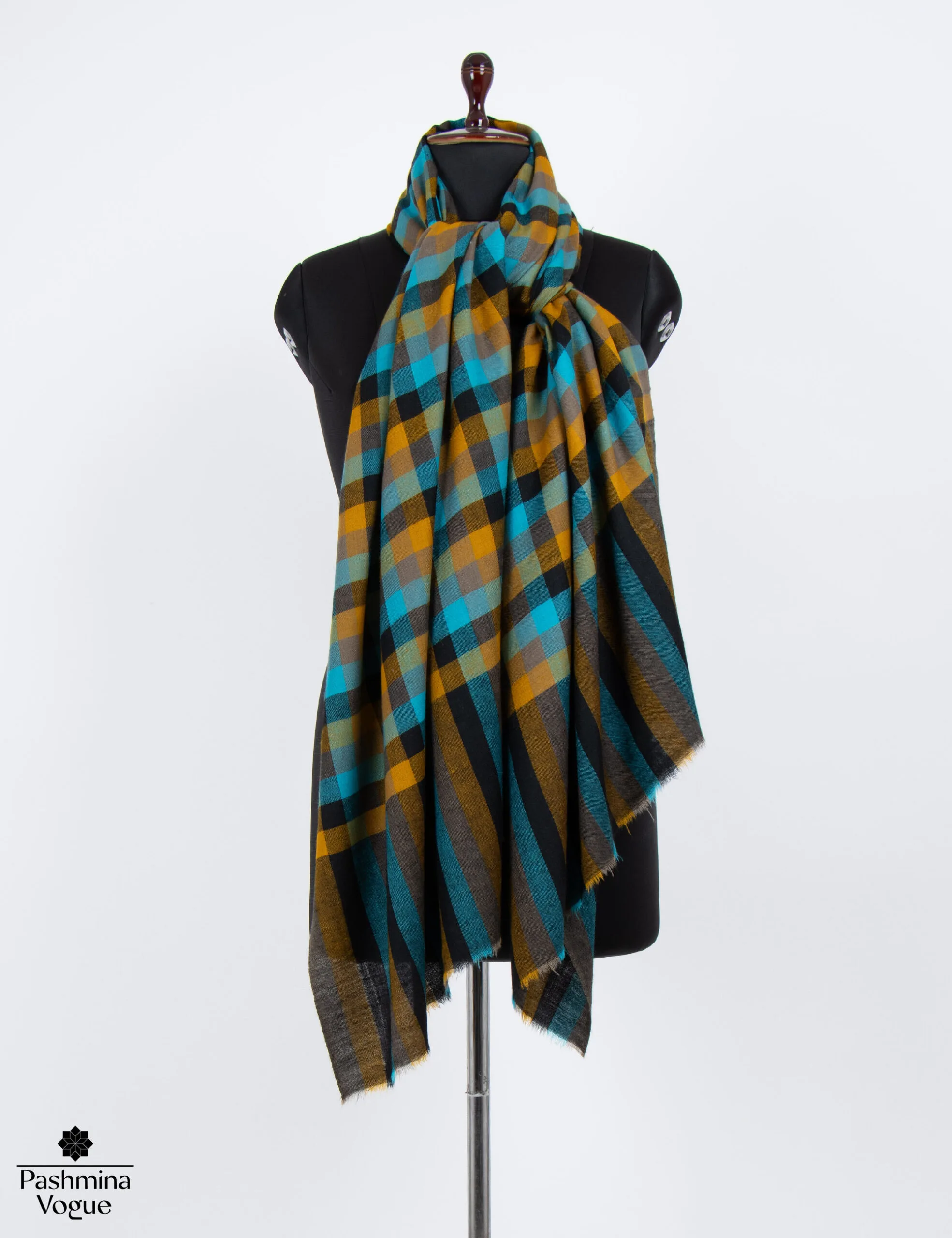 Peacock Checkered Pashmina Shawl