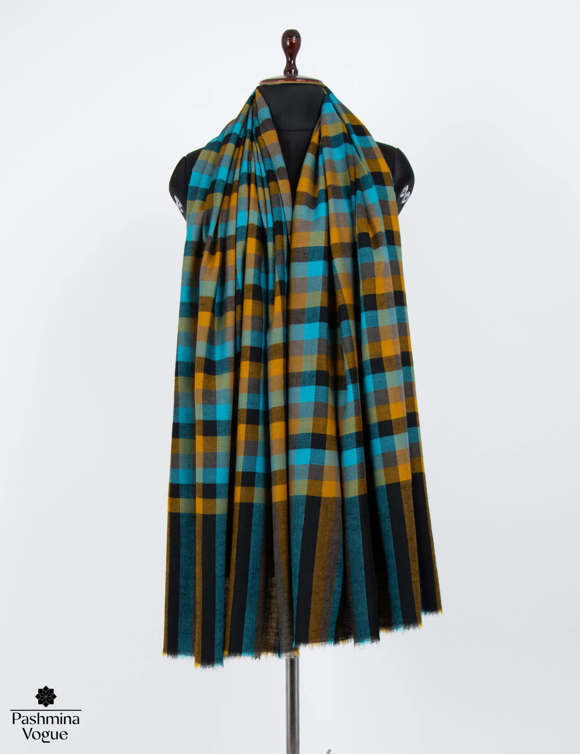 Peacock Checkered Pashmina Shawl