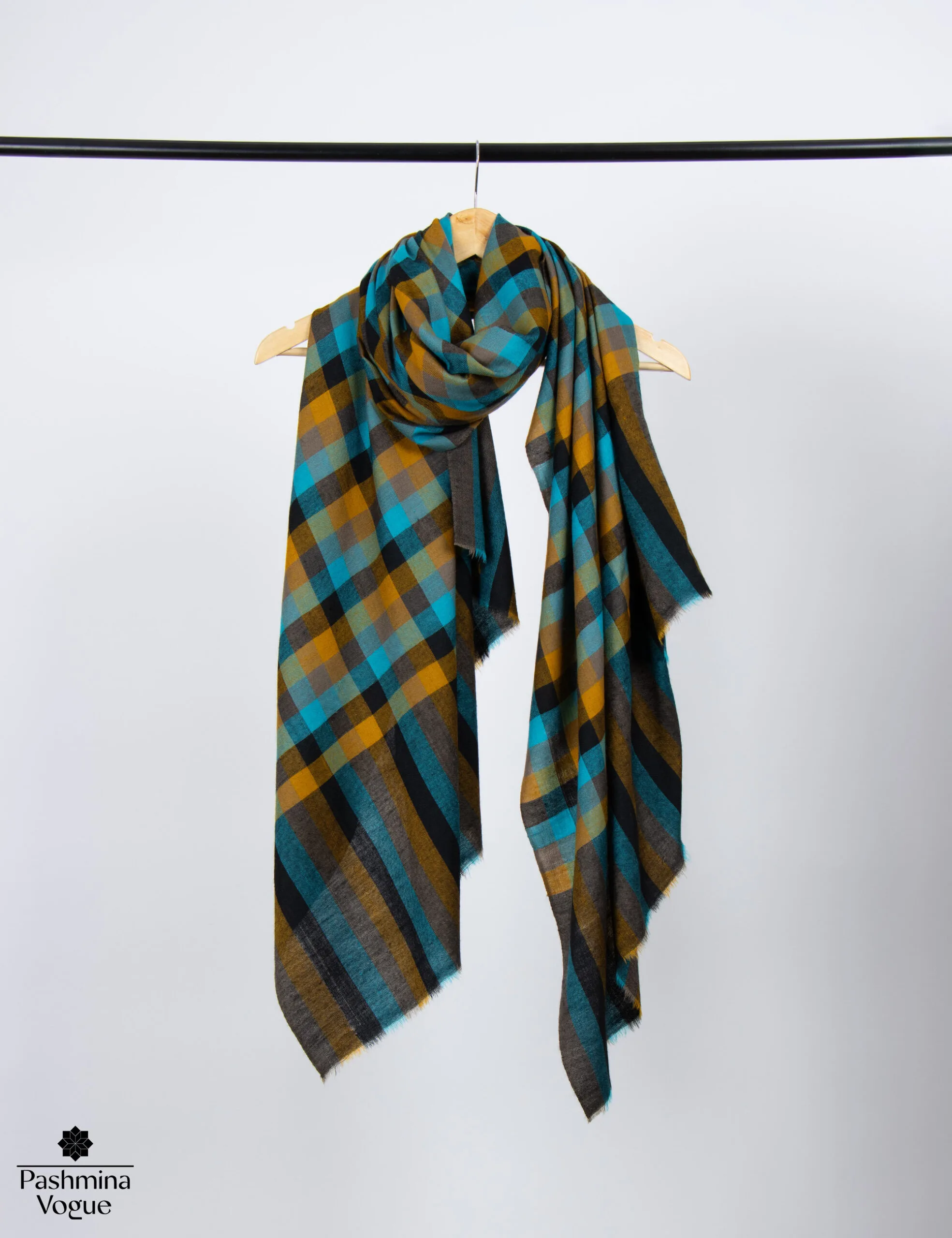 Peacock Checkered Pashmina Shawl
