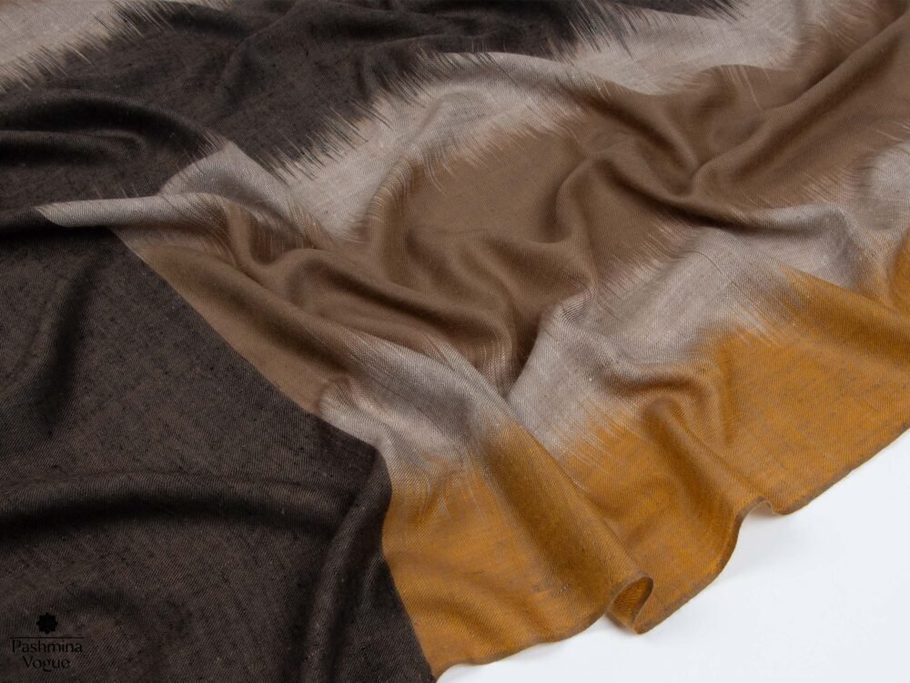 The Beige Brown Ikat Pashmina Shawl