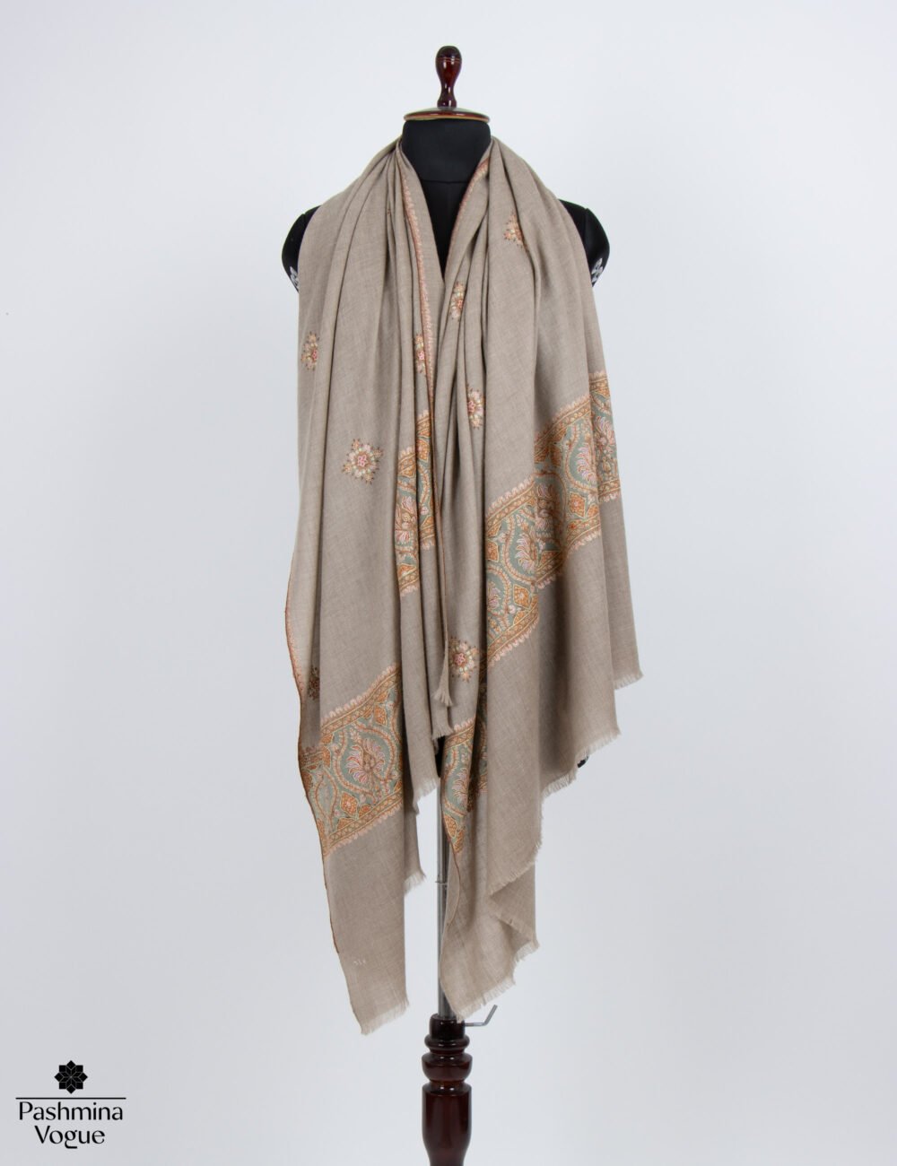 Beige Green Pashmina Shawl