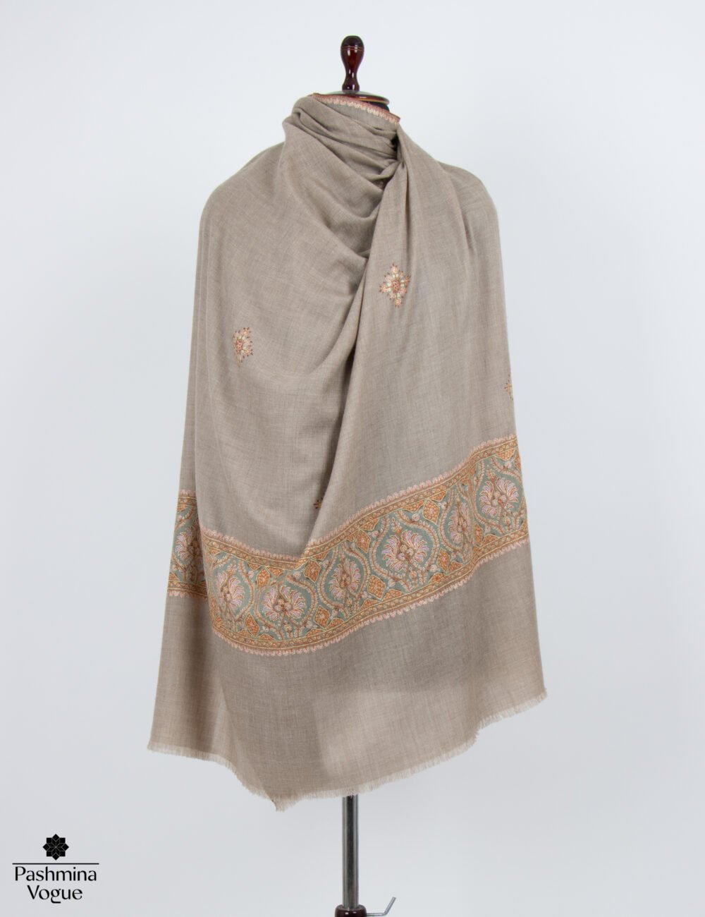 Beige Green Pashmina Shawl