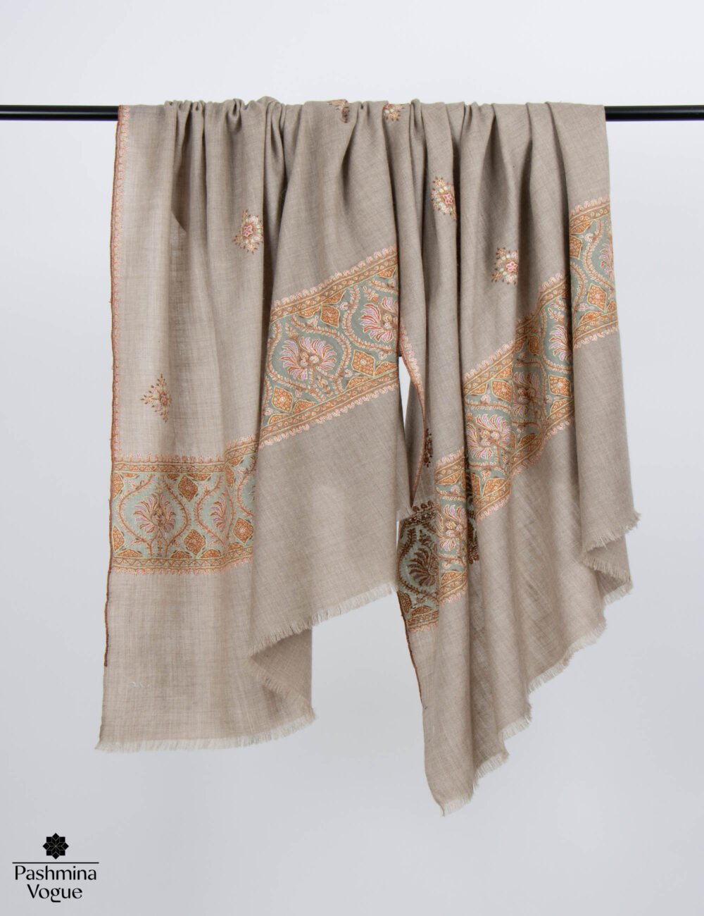 Beige Green Pashmina Shawl