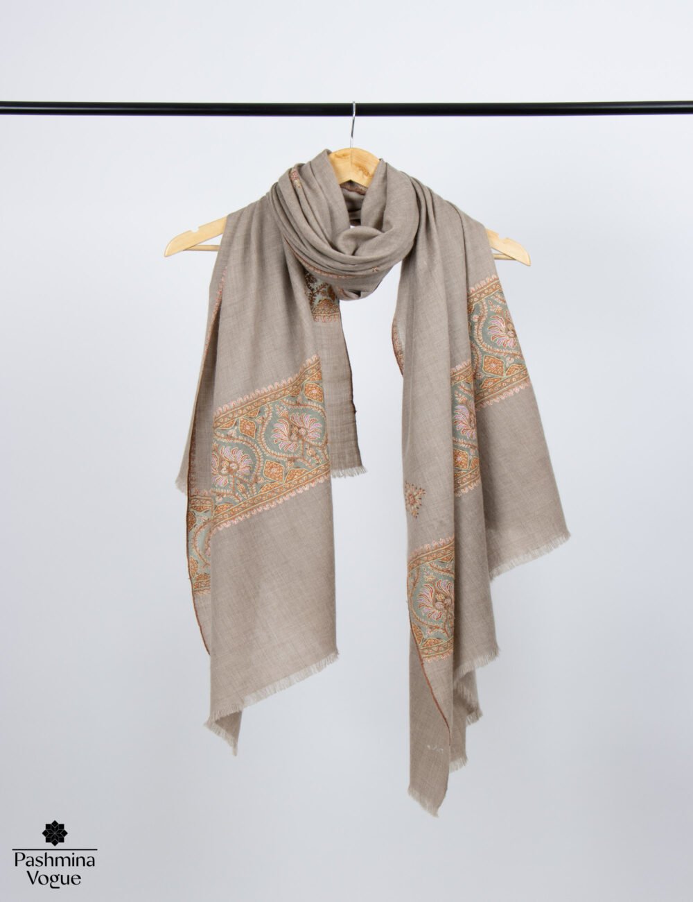 Beige Green Pashmina Shawl