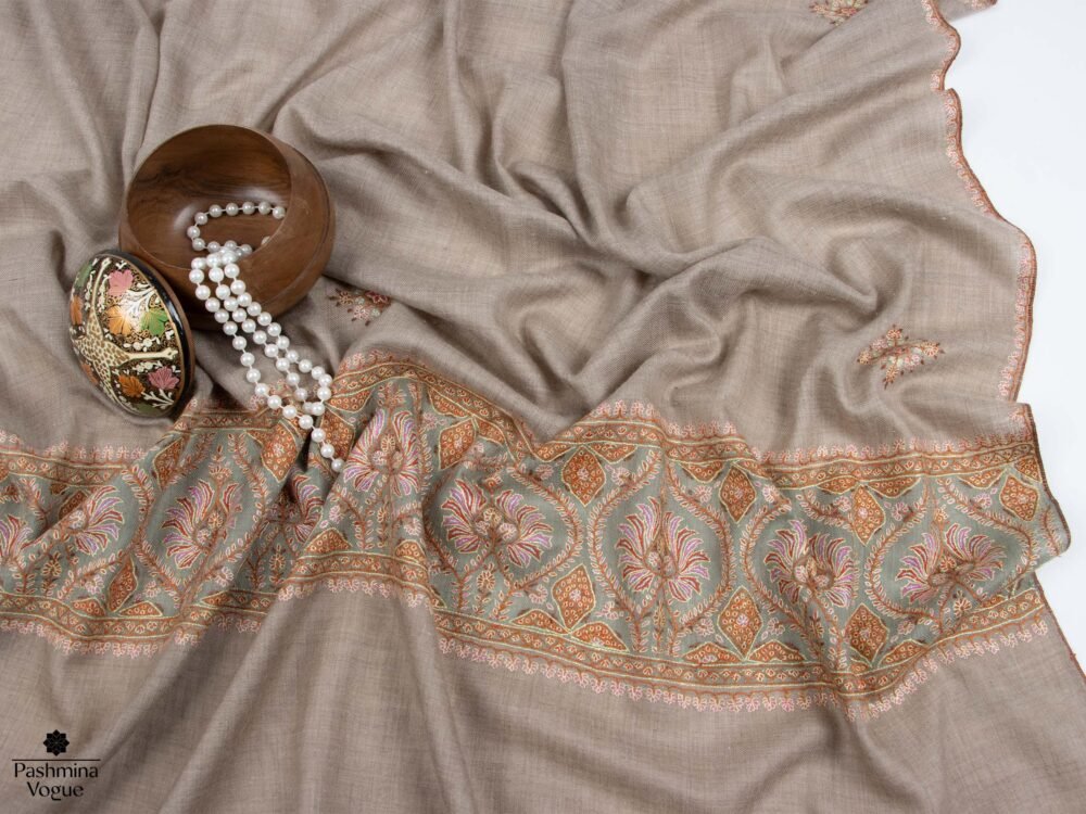 Beige Green Pashmina Shawl