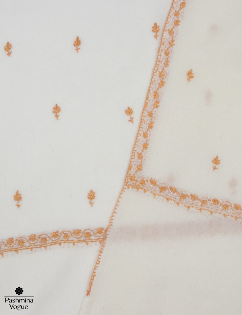 Ivory Natural Merino Hand Embroidered Shawl