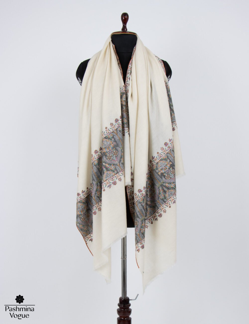 Natural White Pashmina Shawl