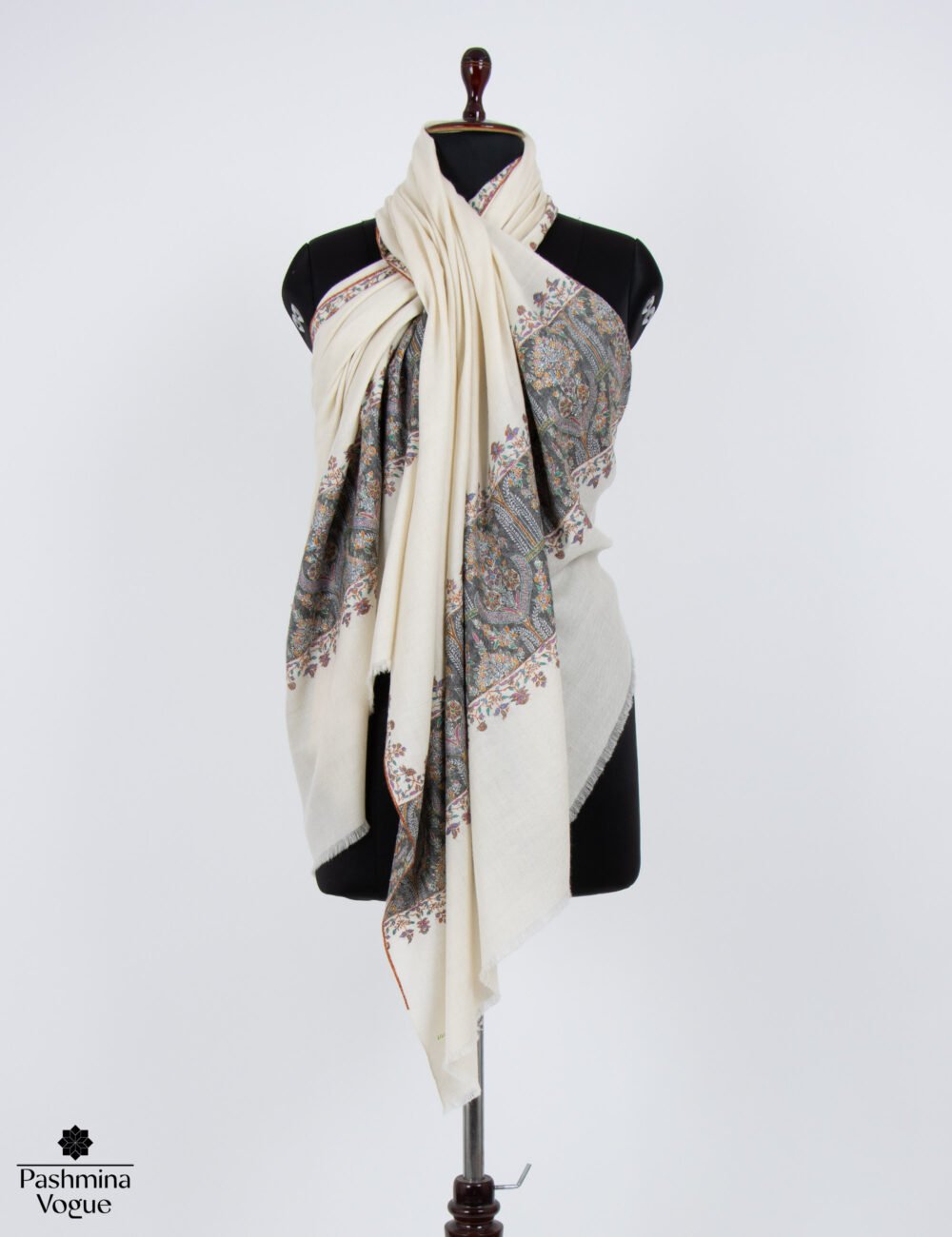 Natural White Pashmina Shawl