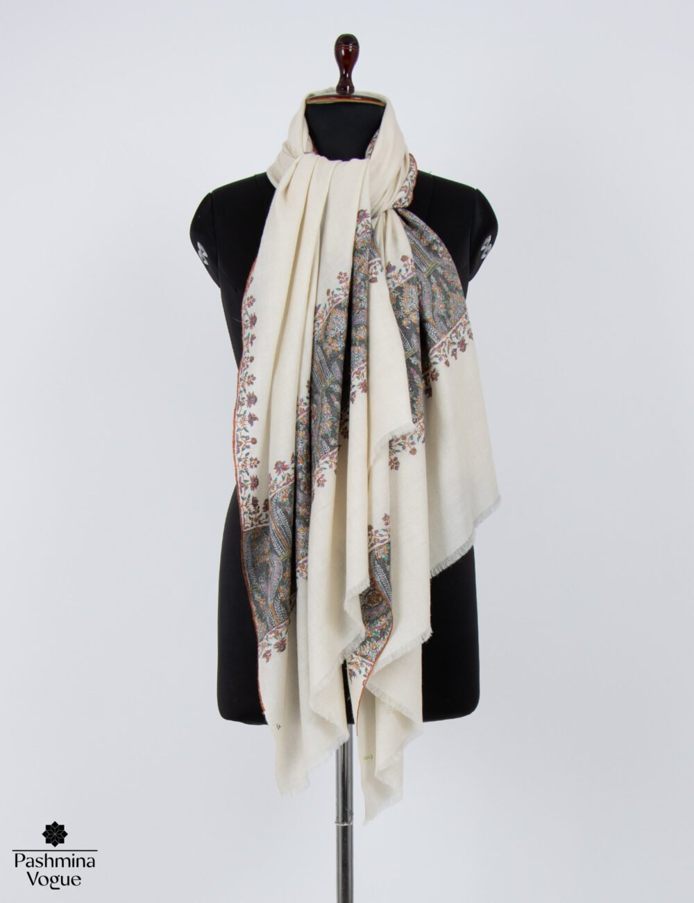 Natural White Pashmina Shawl