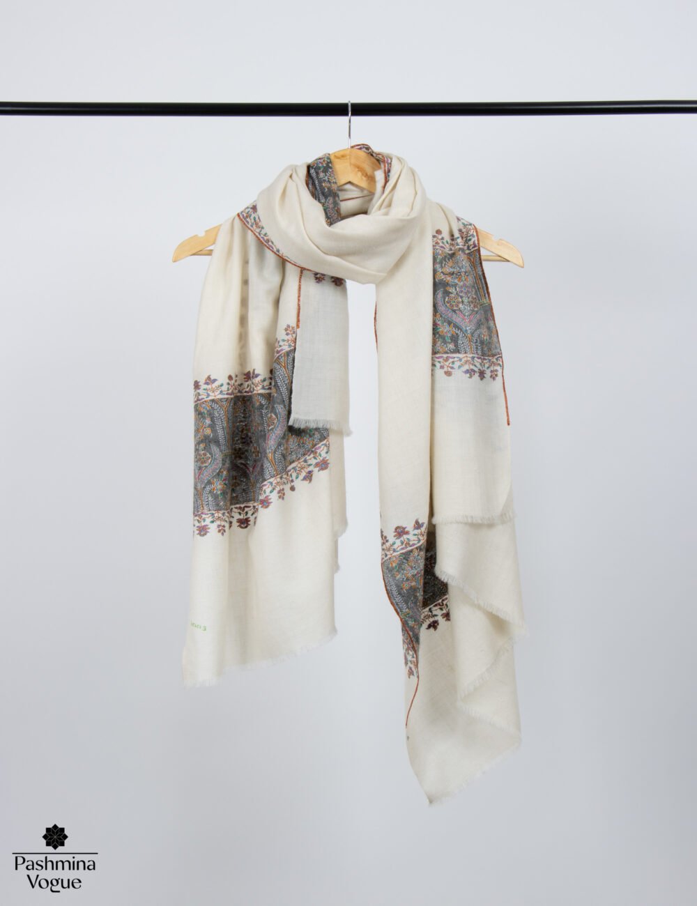 Natural White Pashmina Shawl