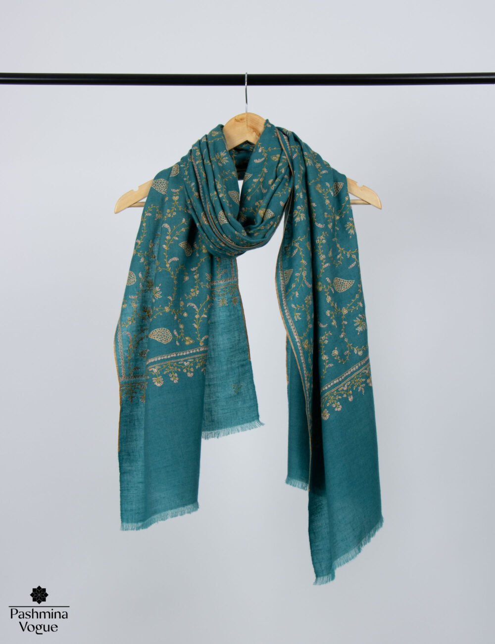 Dark Green Blue Pashmina Wrap