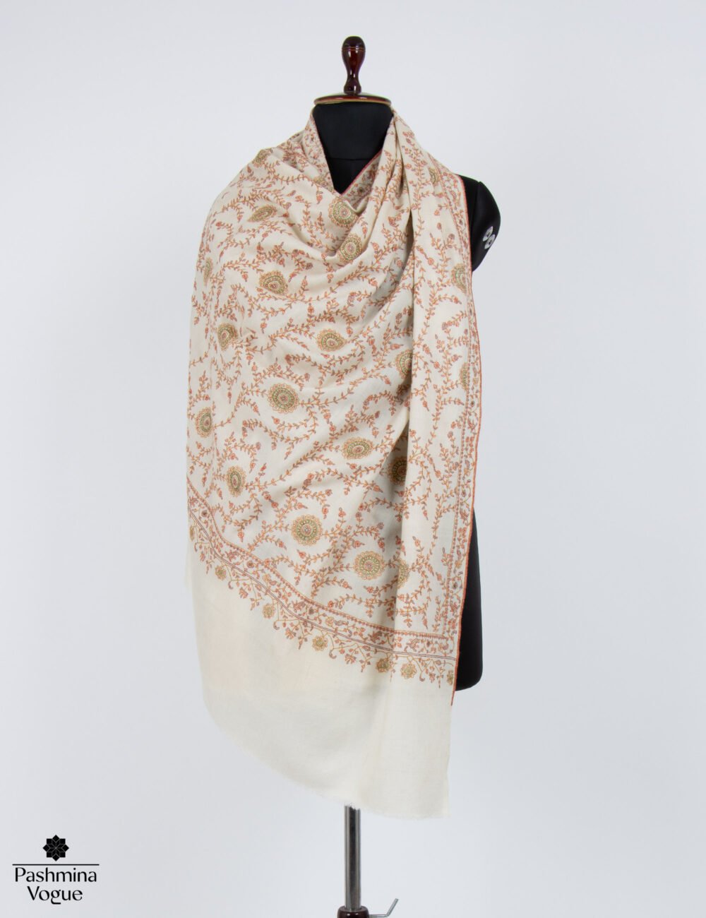 Ivory Jaal Pashmina Shawl