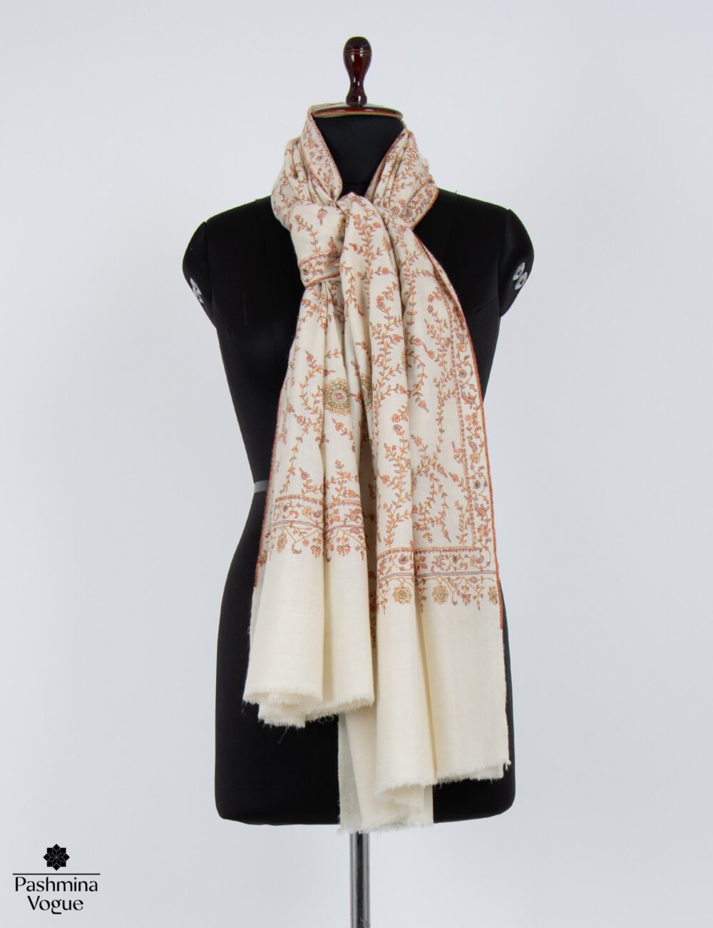 Ivory Jaal Pashmina Shawl