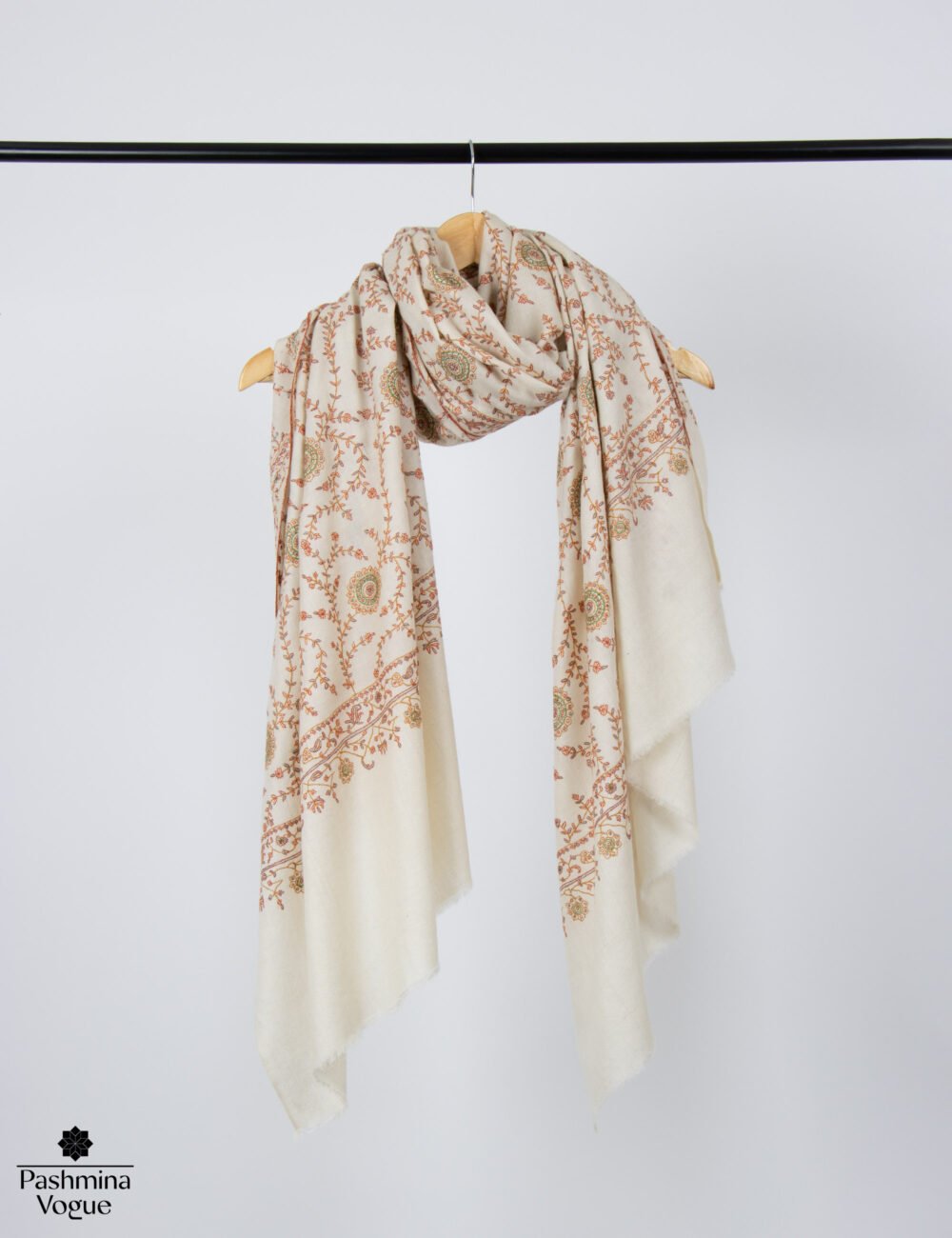 Ivory Jaal Pashmina Shawl