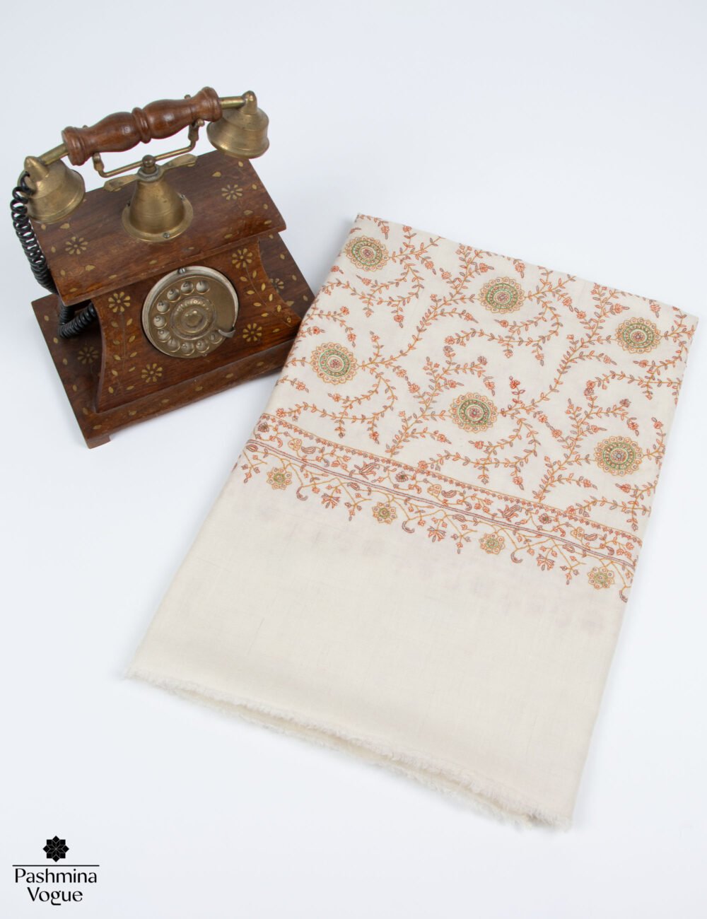 Ivory Jaal Pashmina Shawl