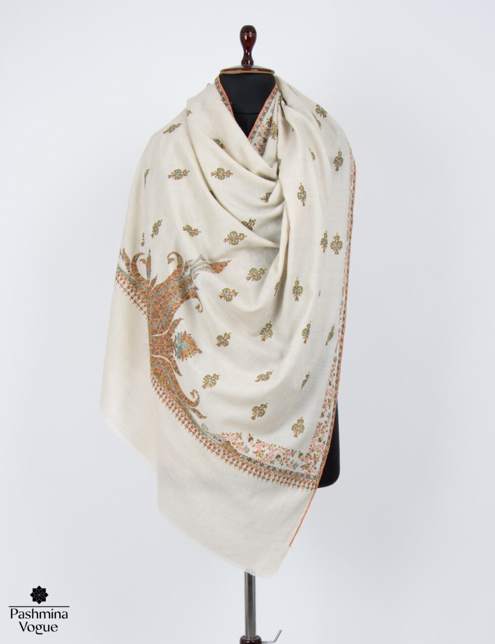 Antique White Ivory Pashmina Shawl