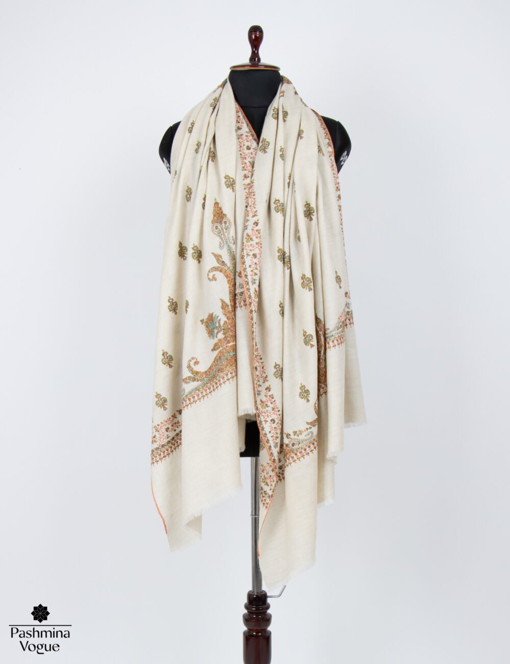 Antique White Ivory Pashmina Shawl