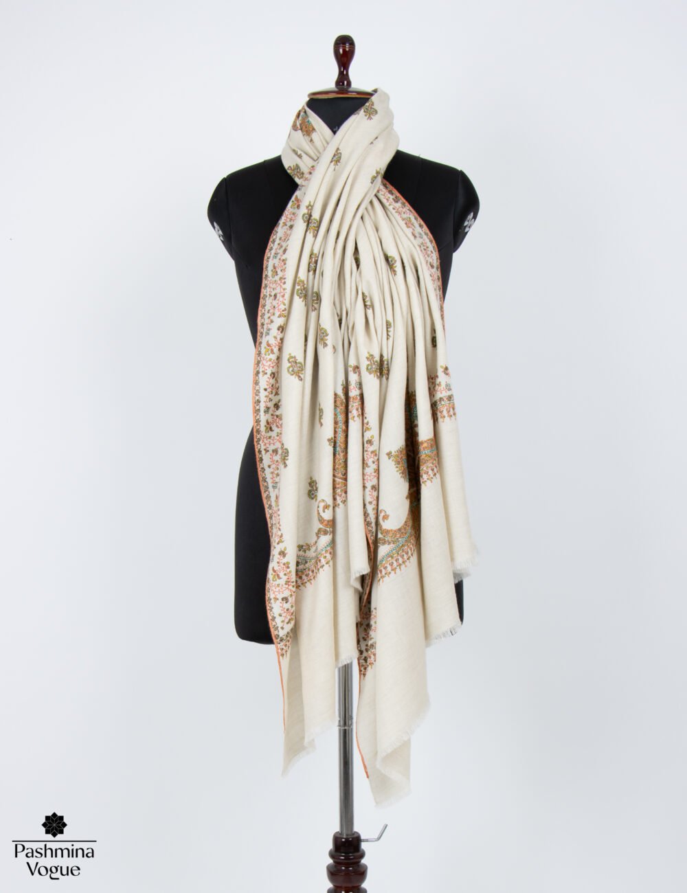 Antique White Ivory Pashmina Shawl